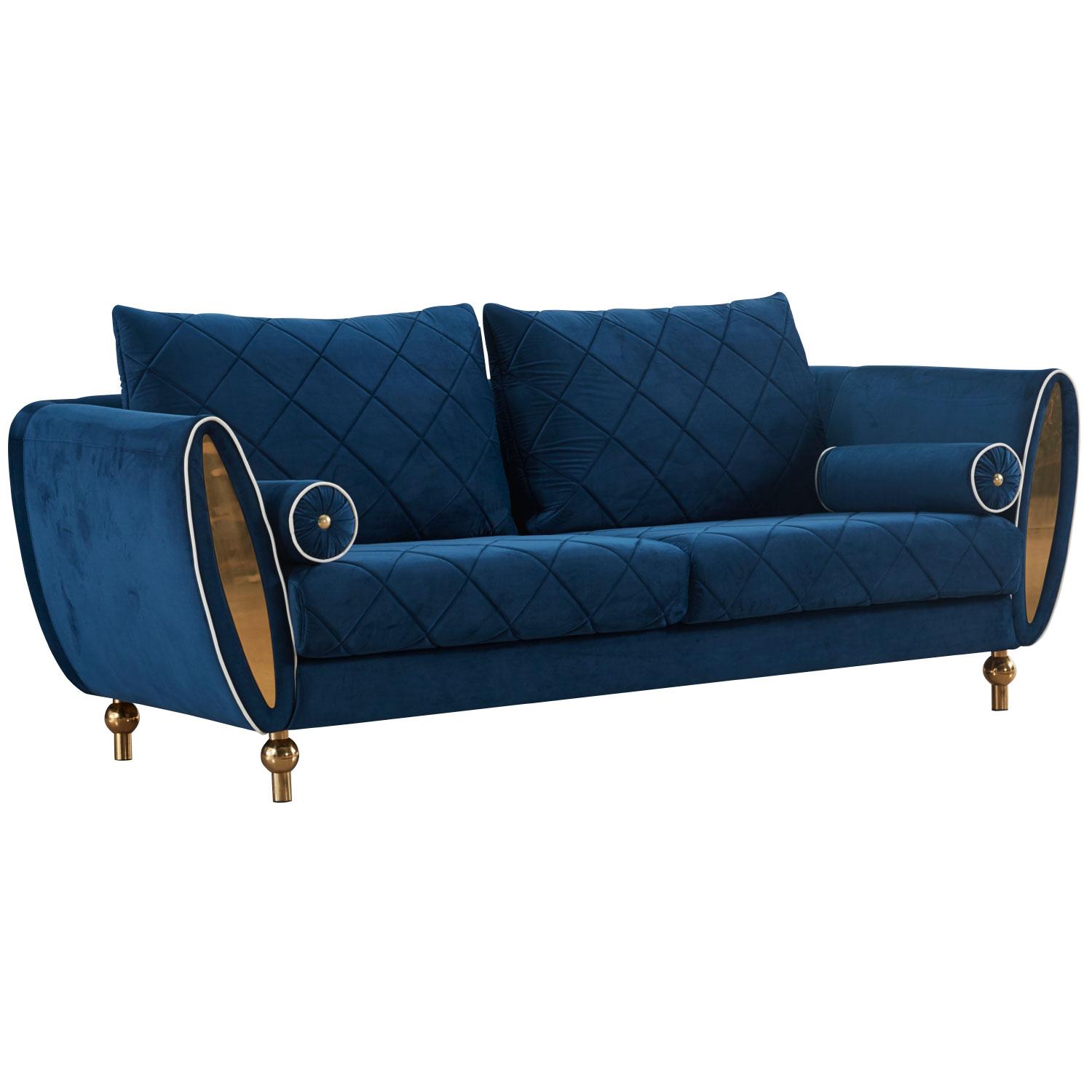 Modern, Vintage Sofa SIPARIO VITA EF-22560-S in Gold, Blue Velvet