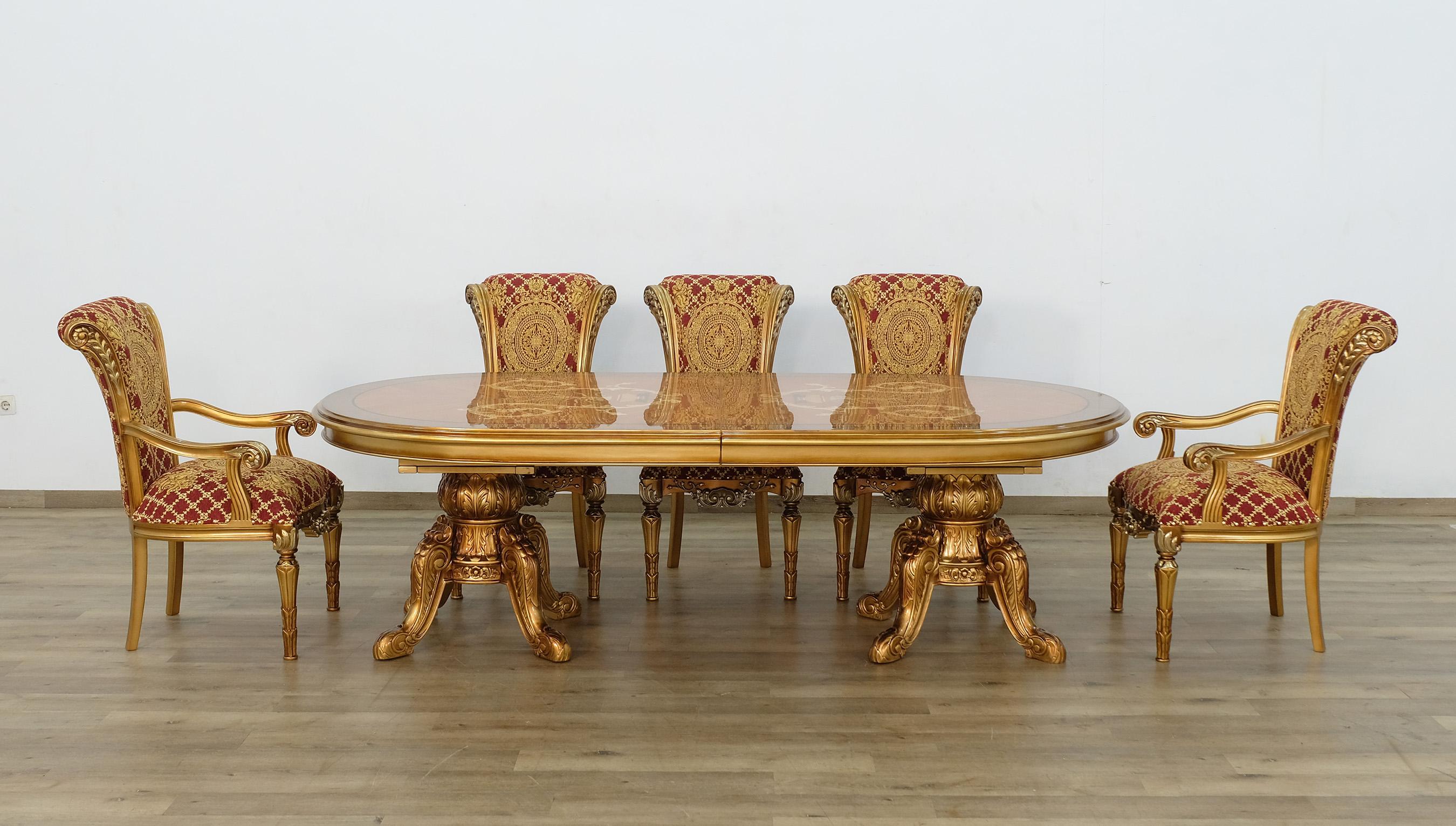 

    
61952-DT-Set-9-Red Luxury Bronze & Red Gold MAGGIOLINI Dining Table Set 9Pcs EUROPEAN FURNITURE
