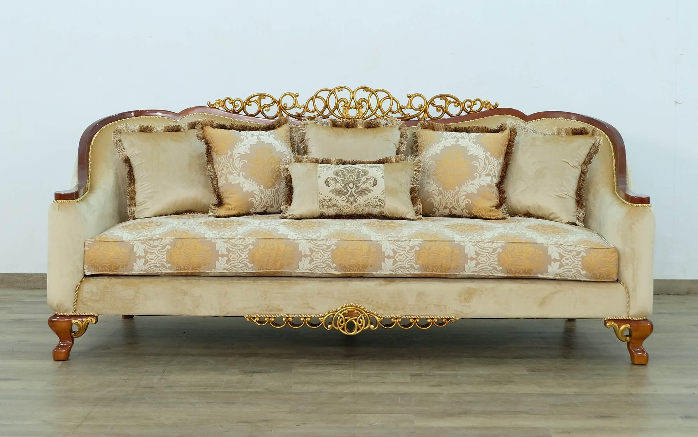 

    
Luxury Brown & Gold Wood Trim ANGELICA II Sofa EUROPEAN FURNITURE Traditional
