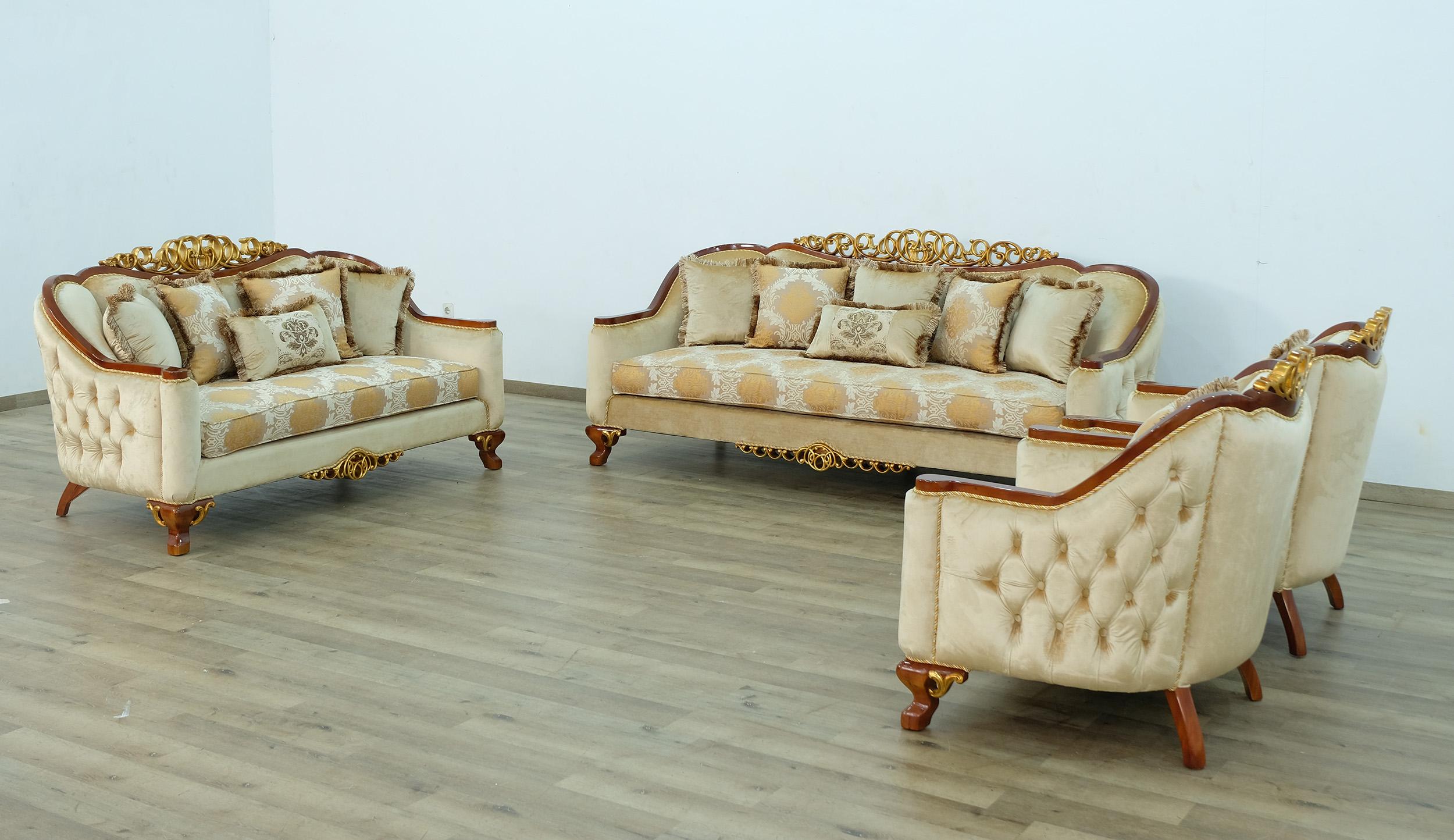 

        
6015442717762Luxury Brown & Gold Wood Trim ANGELICA II Sofa EUROPEAN FURNITURE Traditional
