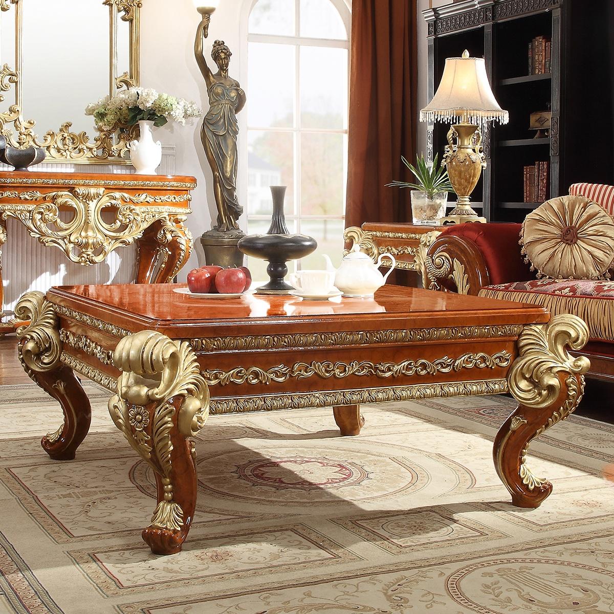 

    
Cherry Finish Luxury Coffee Table Traditional Homey Design HD-8024
