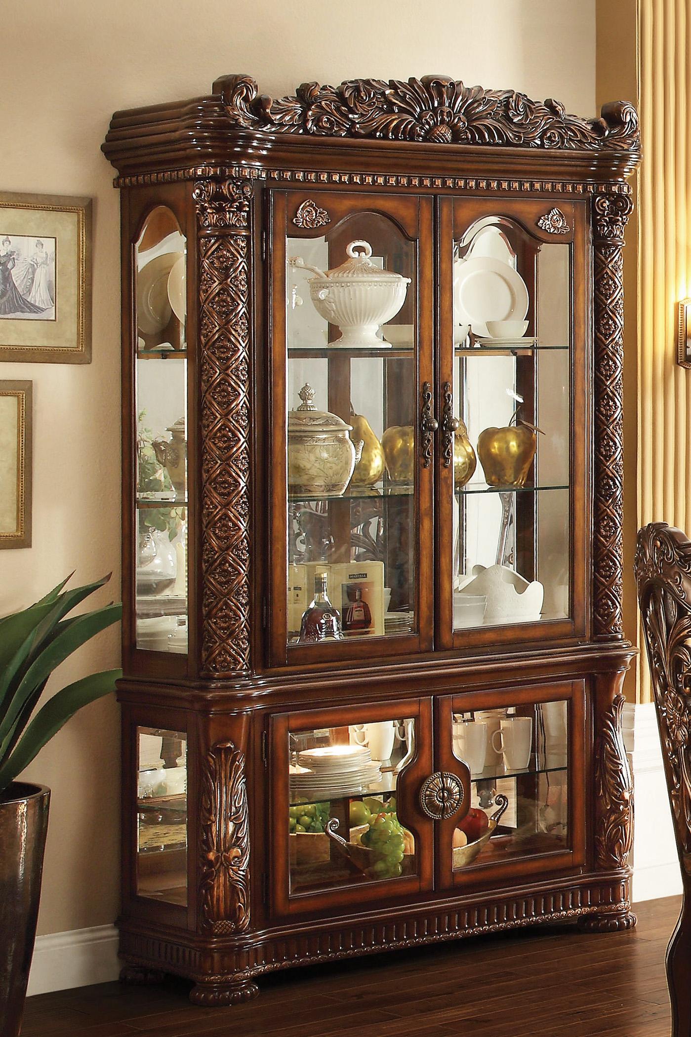 

    
Luxury Curio Cabinet Cherry Vendome-62023 Carved Wood Acme Victorian Vintage

