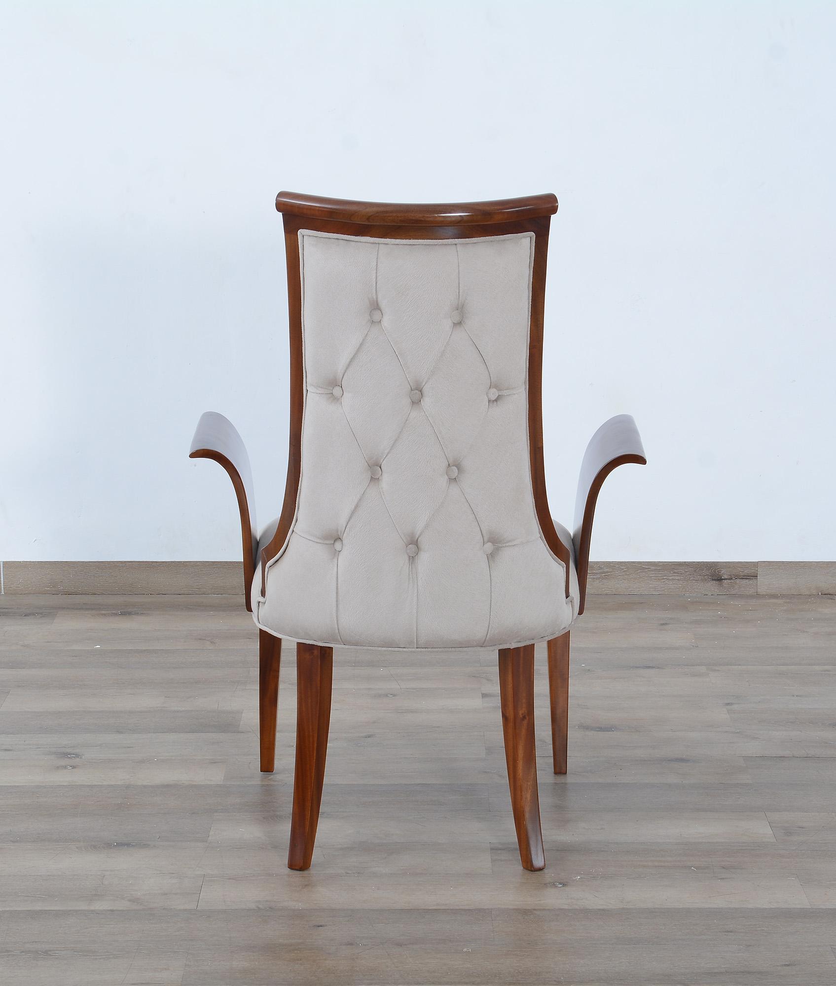 

        
EUROPEAN FURNITURE GLAMOUR Dining Arm Chair Set Light Gray/Mocha Fabric 663701291599

