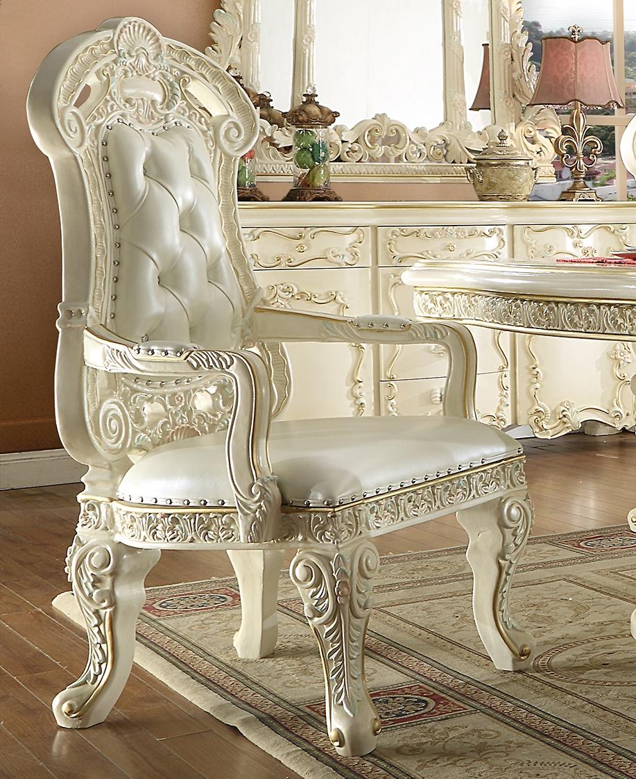 

    
Luxury Glossy White Dining Arm Chair Set 2 Pcs Traditional Homey Design HD-8089
