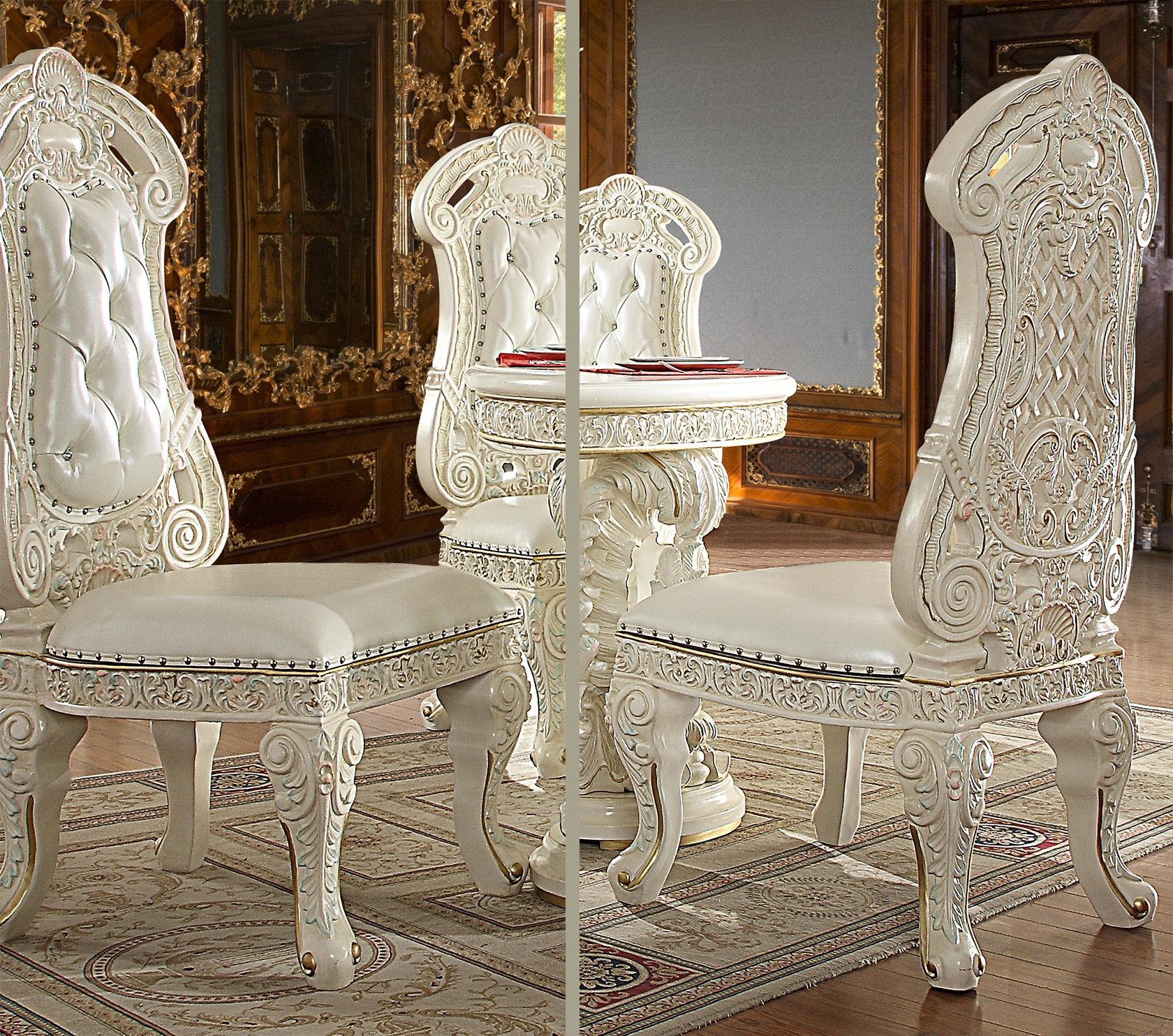 

    
Luxury Glossy White Dining Chair Set 2 Pcs Traditional Homey Design HD-8089

