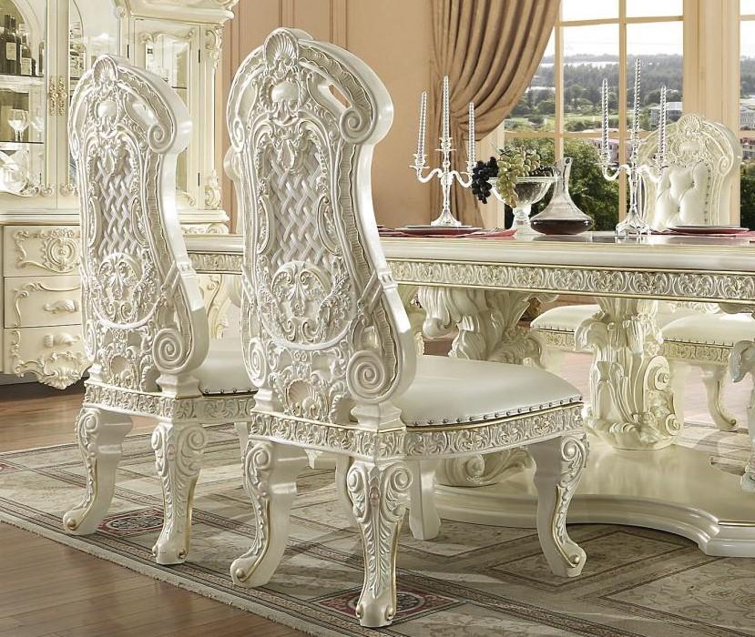 

    
Luxury Glossy White Dining Chair Set 2 Pcs Traditional Homey Design HD-8089
