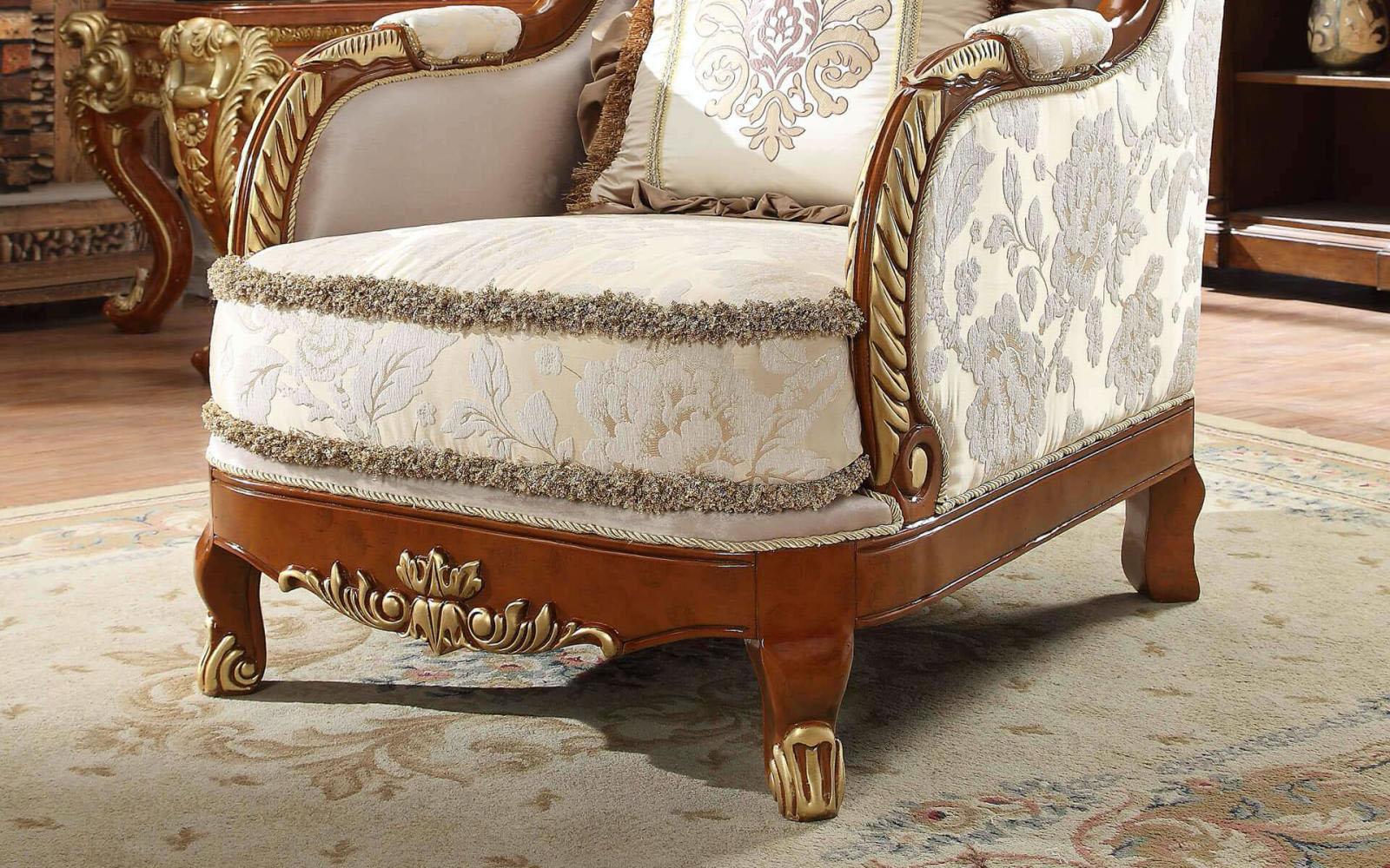 

    
Homey Design Furniture HD-814 Arm Chairs Cherry/Tan/Gold HD-C814
