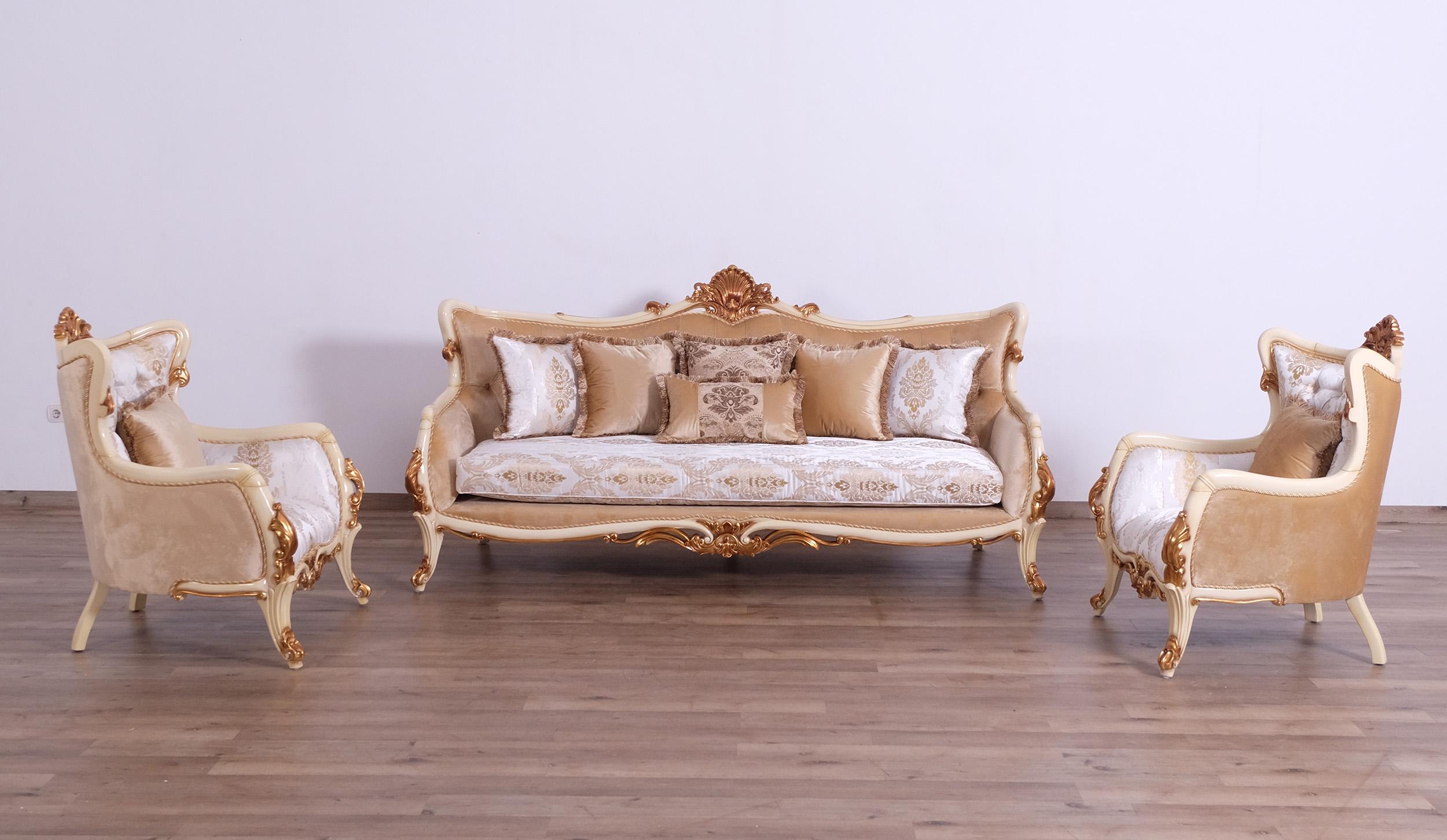 

    
 Photo  Luxury Pearl Beige & Gold VERONICA III Chair Set 2 EUROPEAN FURNITURE Classic
