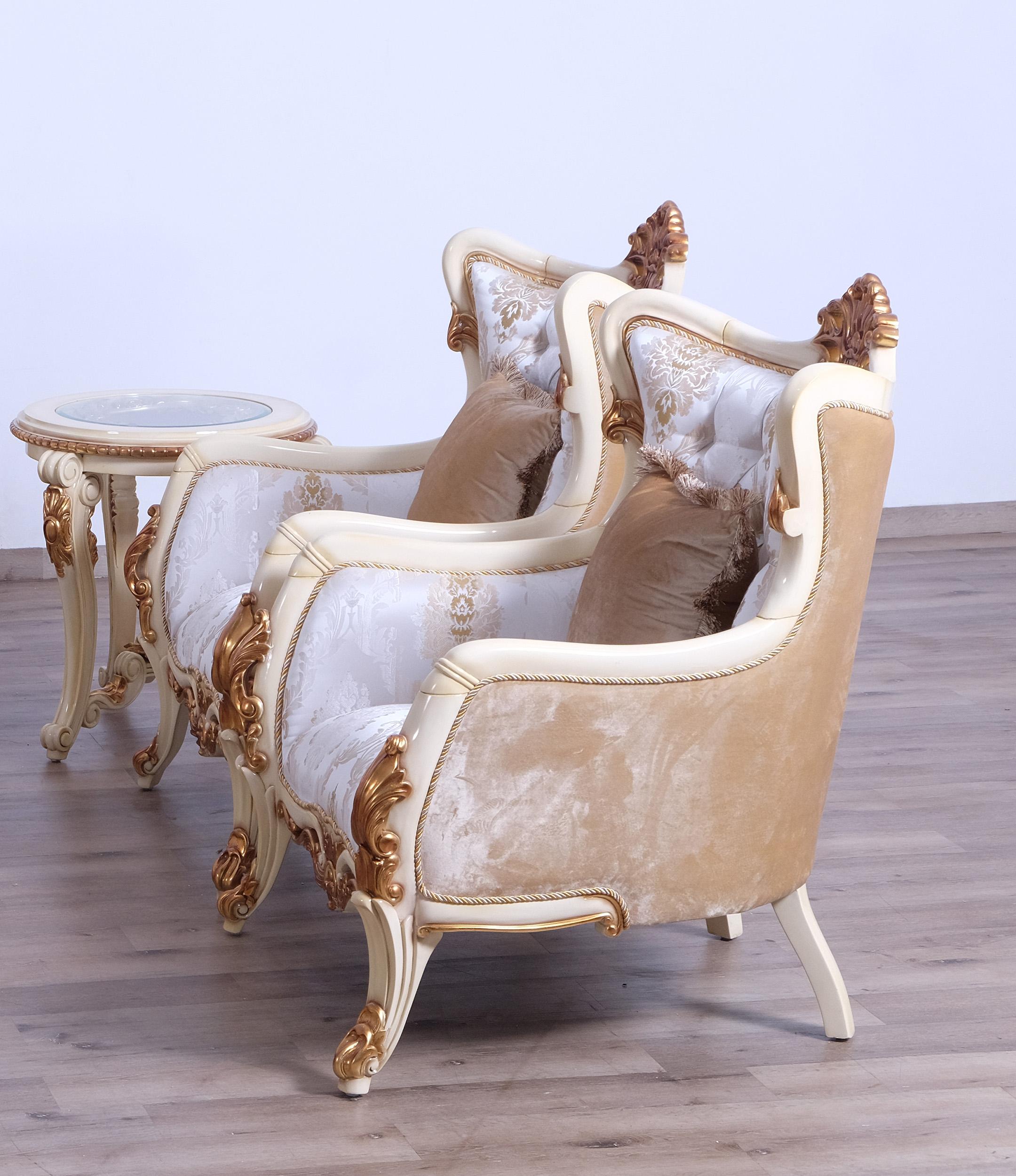 

    
Luxury Pearl Beige & Gold VERONICA III Chair Set 2 EUROPEAN FURNITURE Classic
