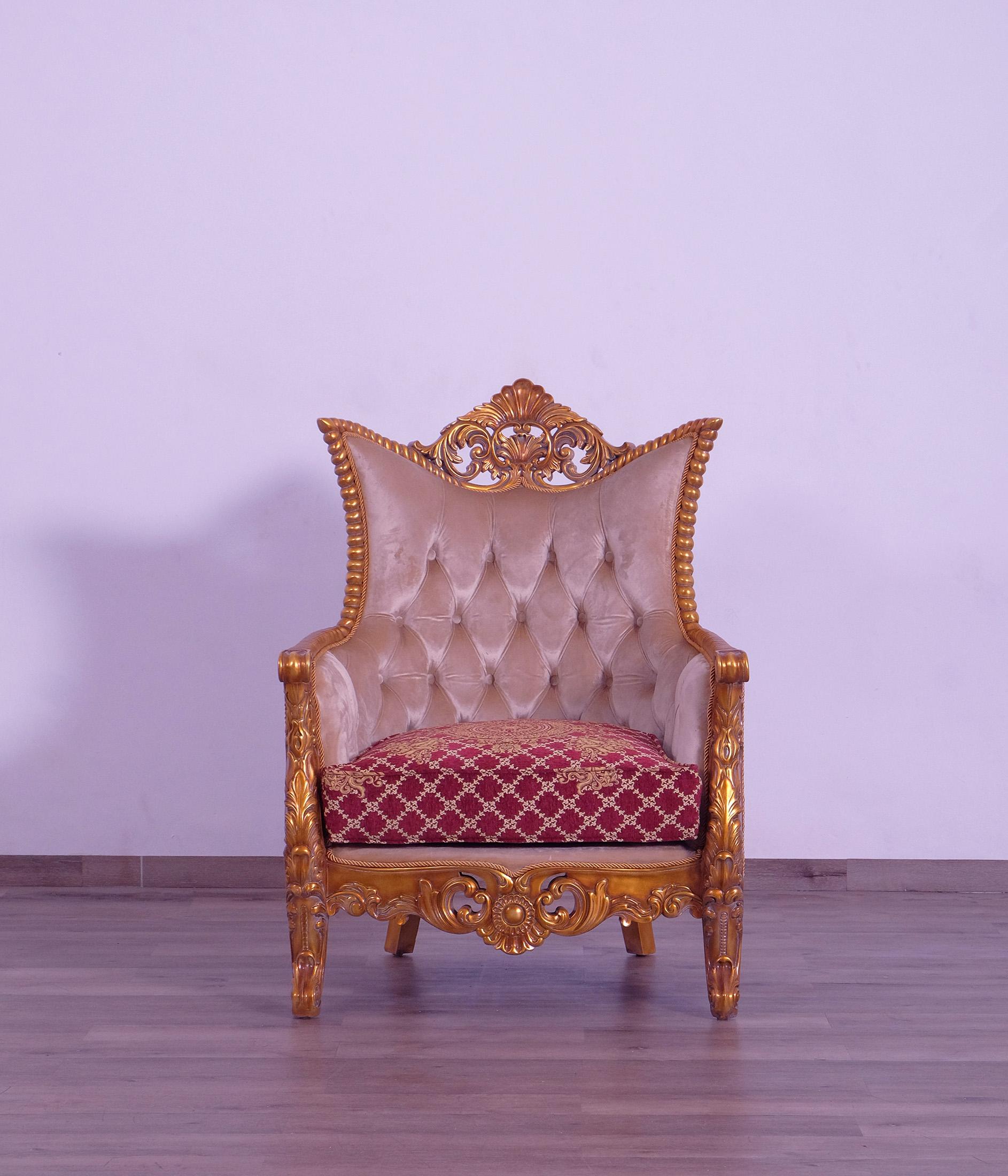 

    
EUROPEAN FURNITURE MODIGLIANI Arm Chair Red/Gold 31058-C
