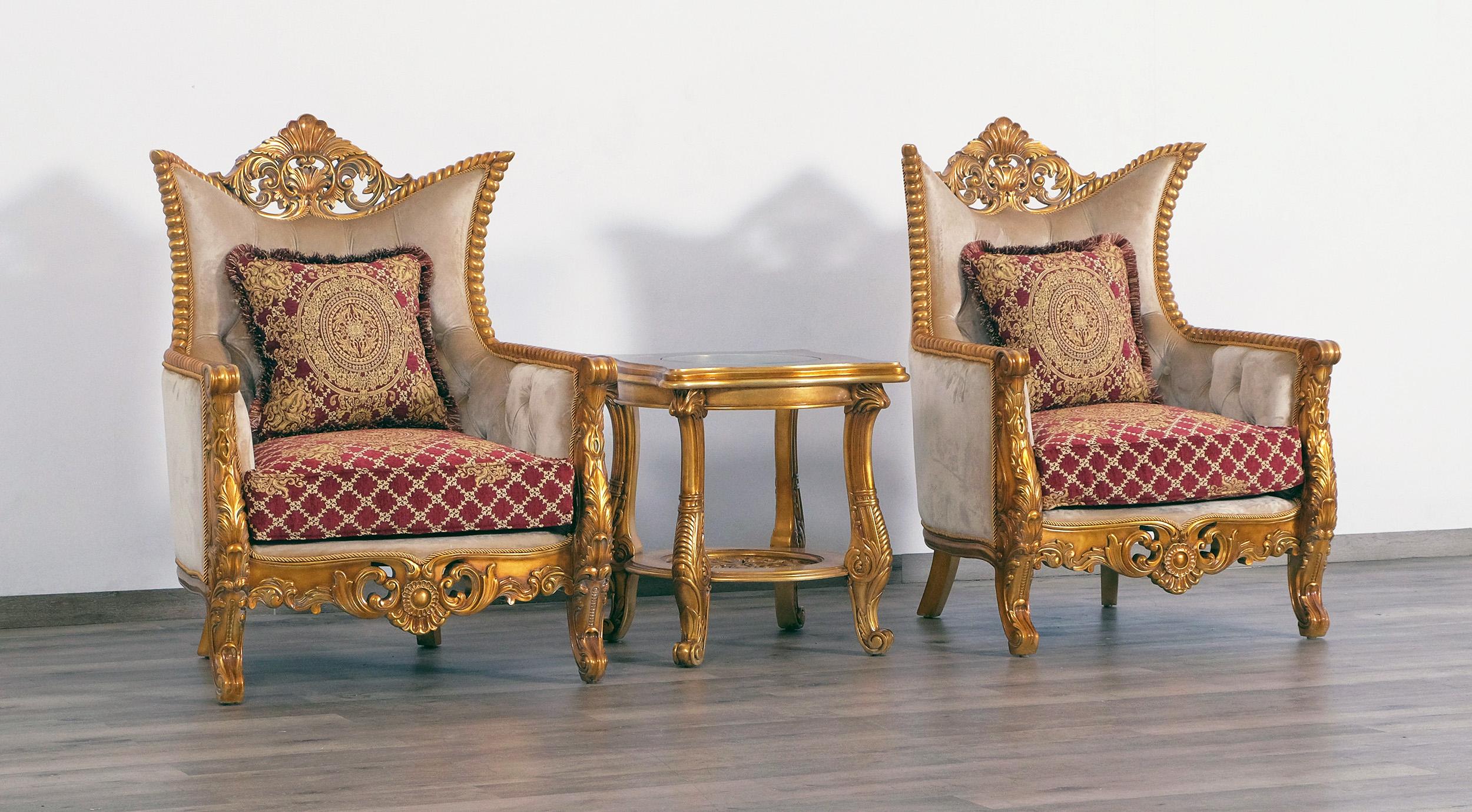 

    
 Order  Luxury Sand Red & Gold Wood Trim MODIGLIANI Chair EUROPEAN FURNITURE Classic
