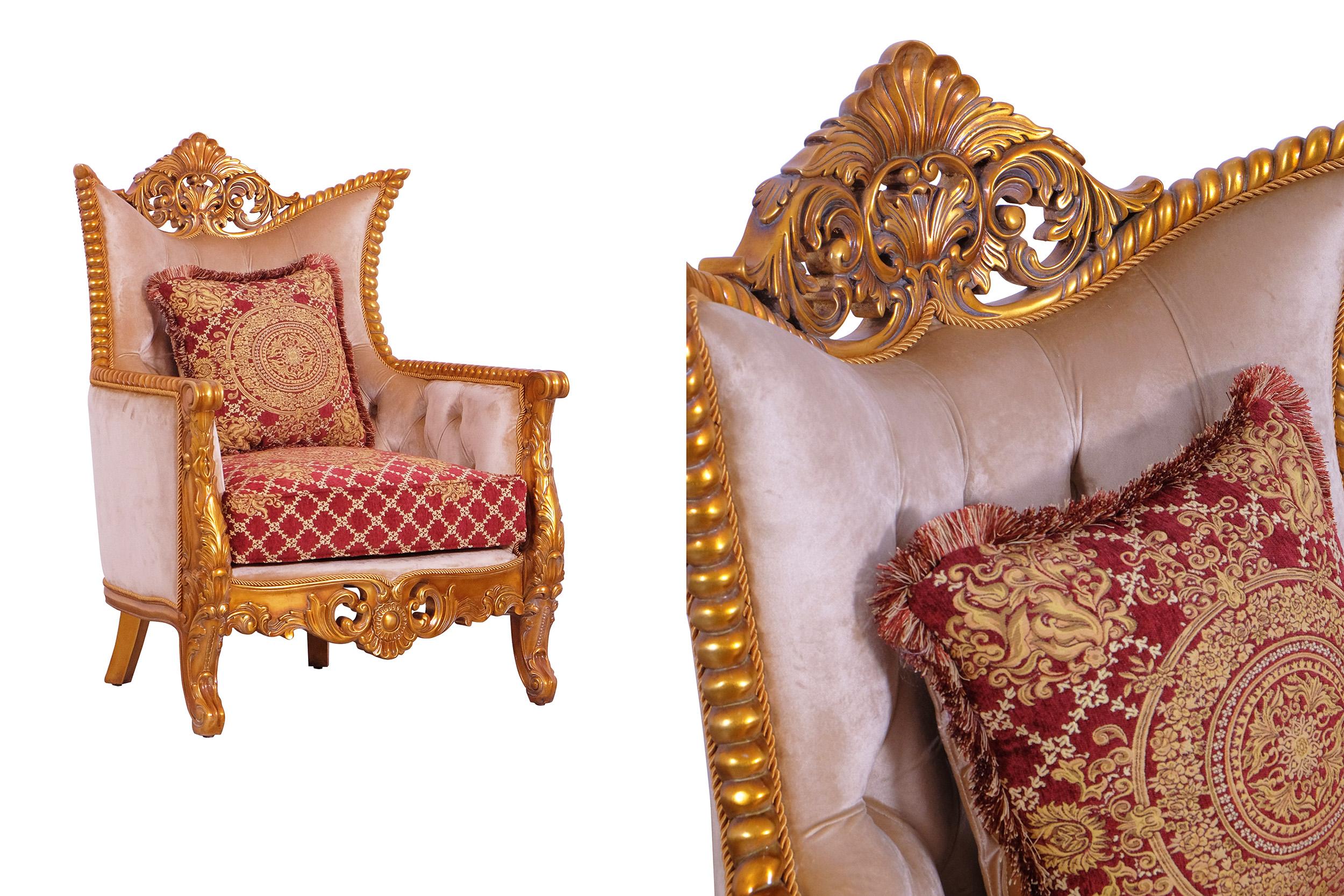 

    
31058-C Luxury Sand Red & Gold Wood Trim MODIGLIANI Chair EUROPEAN FURNITURE Classic
