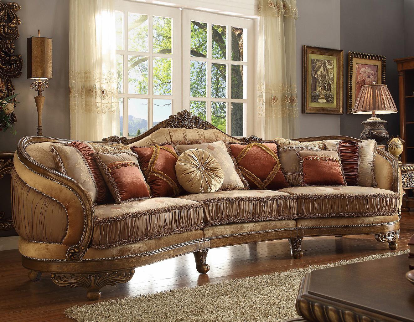 

    
Van Dyke Brown Fabric Sectional Sofa Set 2Pcs Traditional Homey Design HD-458
