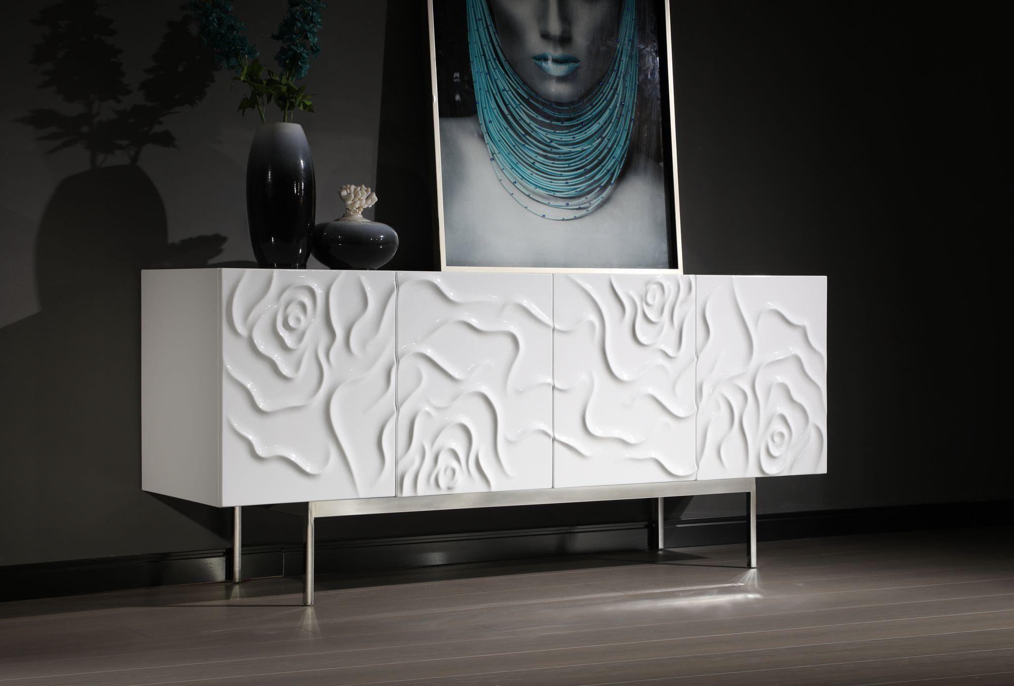 

    
Luxury White High Gloss Carved Rose Buffet Modrest Gwen VIG Contemporary

