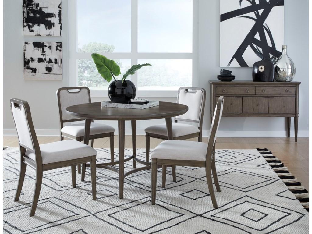 Contemporary, Rustic Dining Table Set EAST HARBOR GLCS60-5PC in Oatmeal, Espresso Fabric