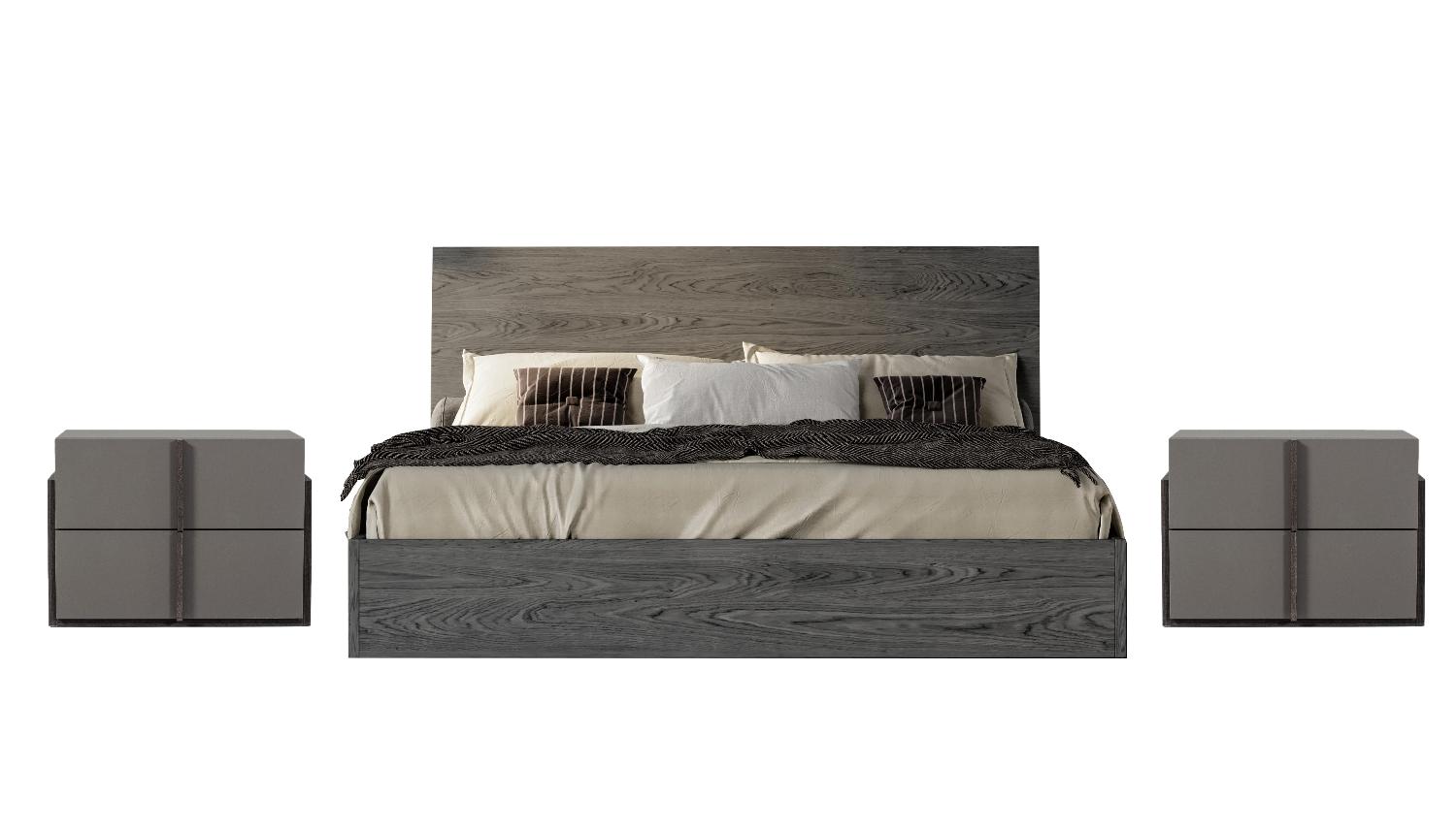 Contemporary, Modern Panel Bedroom Set Lucia VGACLUCIA-GRY-BED-K-3pcs in Gray 