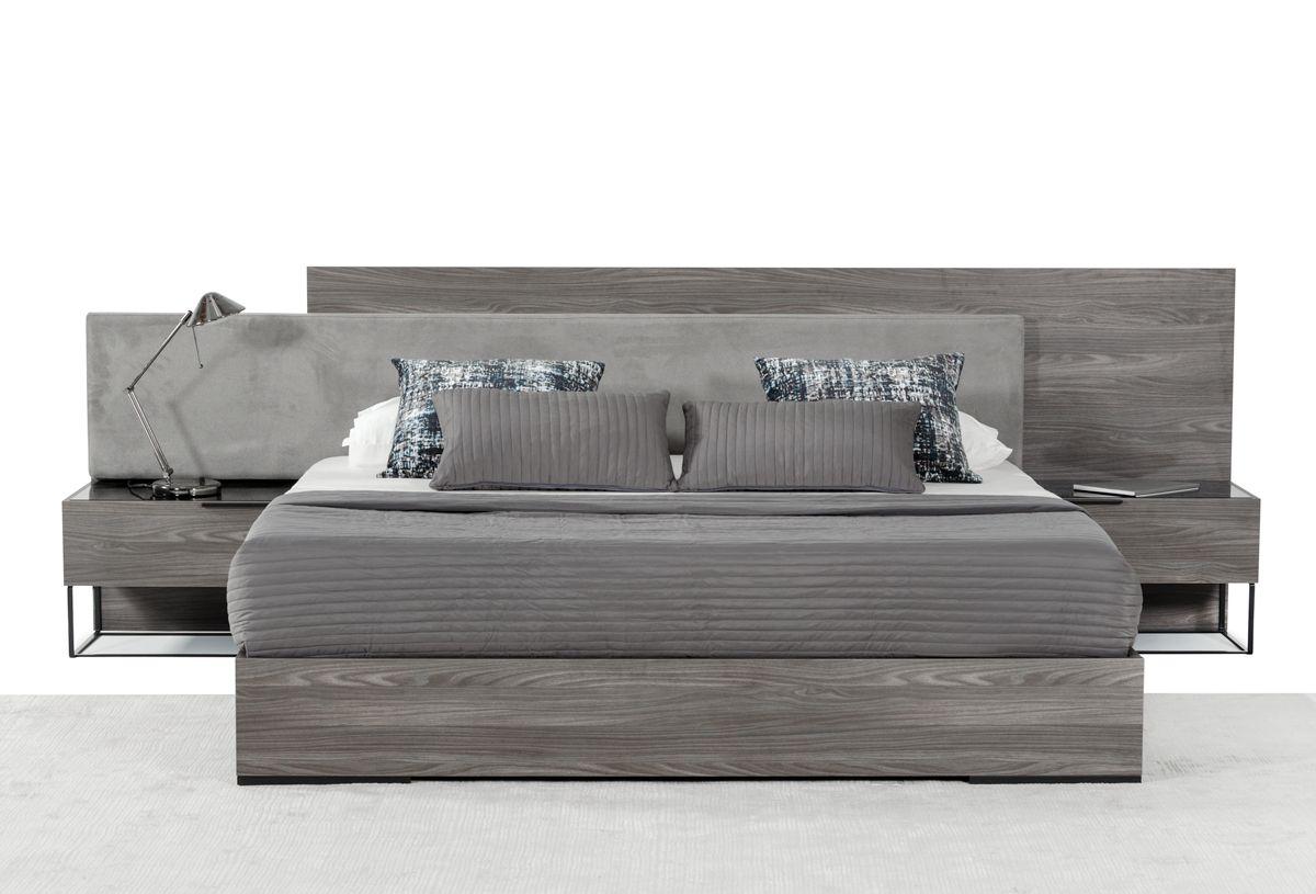 Contemporary, Modern Panel Bedroom Set Enzo VGACENZO-BED-K-Set-3 in Gray Fabric