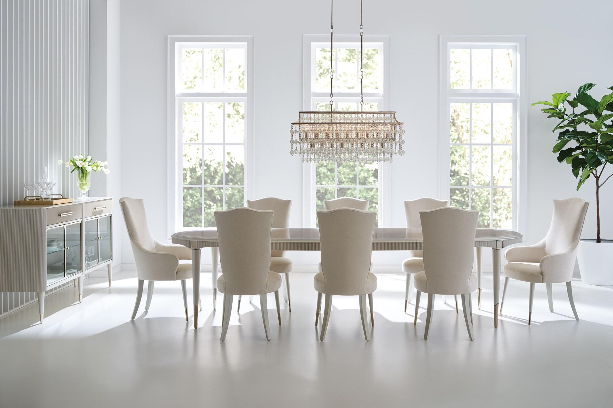 

    
 Order  Matte Pearl & Whisper of Gold Finish Dining Table LOVE FEAST by Caracole
