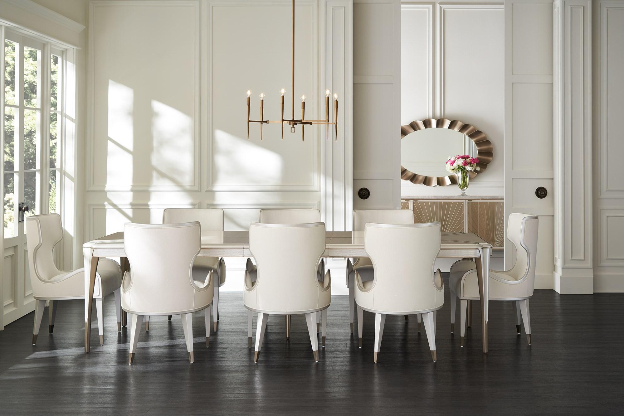 

    
 Photo  Matte Pearl & White Truffle Finish VALENTINA DINING TABLE by Caracole
