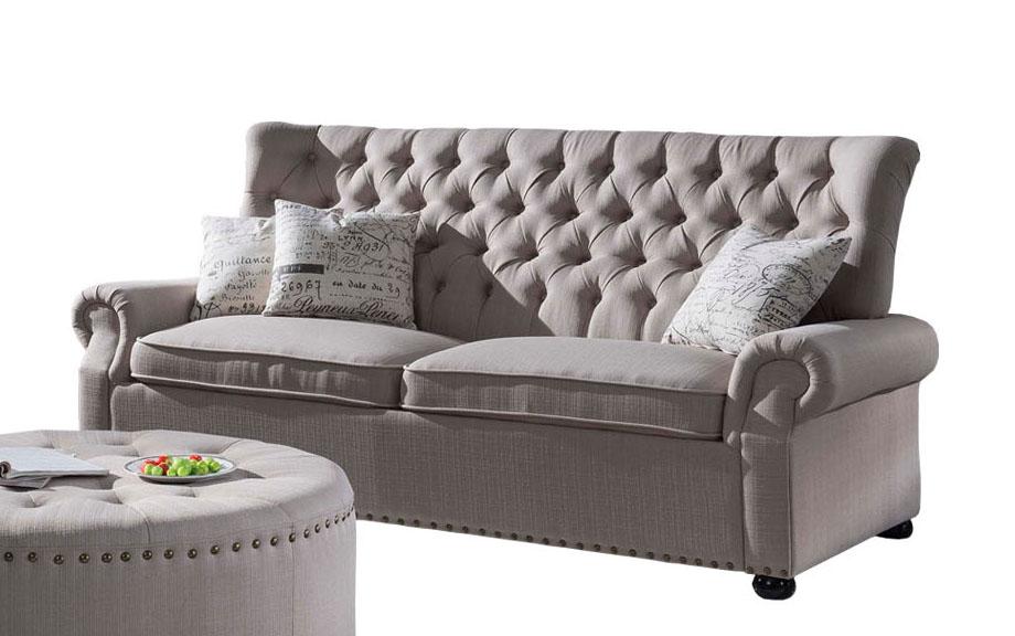

    
McFerran SF1706 Light Grey Linen Fabric W/ Tufted Back Living Room Sofa
