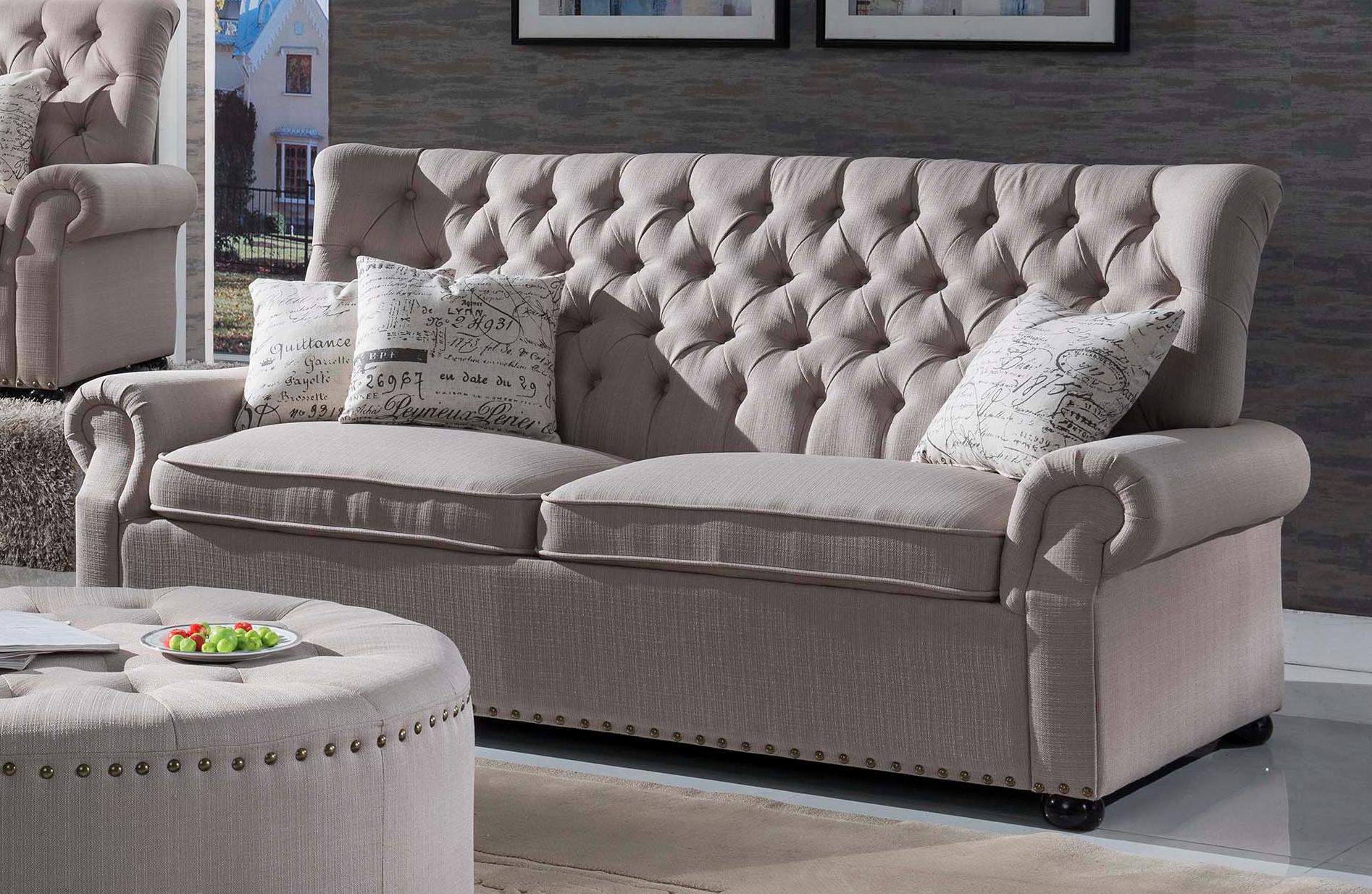 Classic, Traditional Sofa SF1706 SF1706-S -Sofa in Light Gray Linen