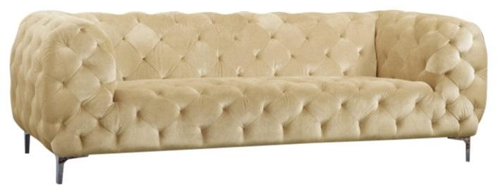 

    
Beige Velvet Tufted Sofa Set 3Pcs Mercer 646BE-S Meridian Contemporary
