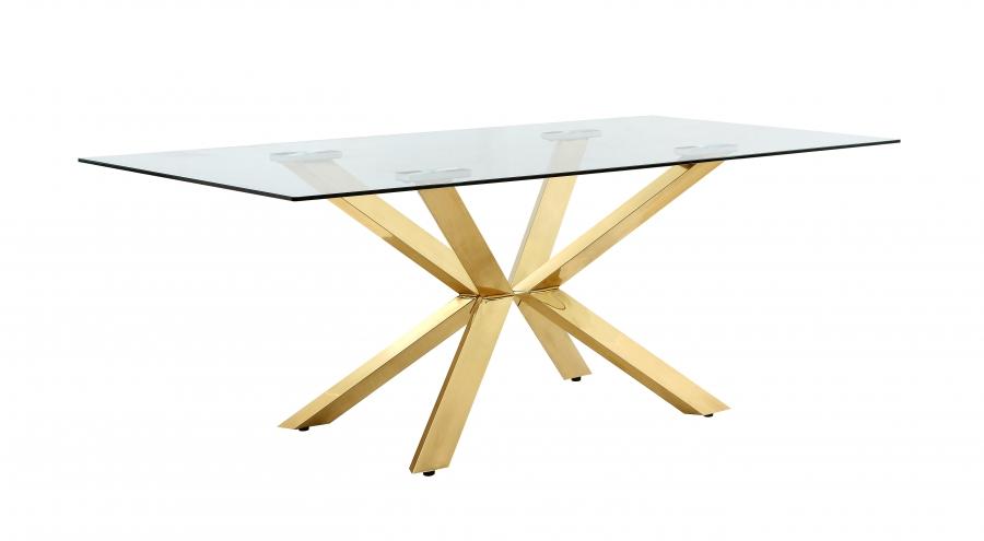 

    
Glam Gold & Beige Dining Table Set 5Pcs Capri 716-T-716BE-C Meridian Modern
