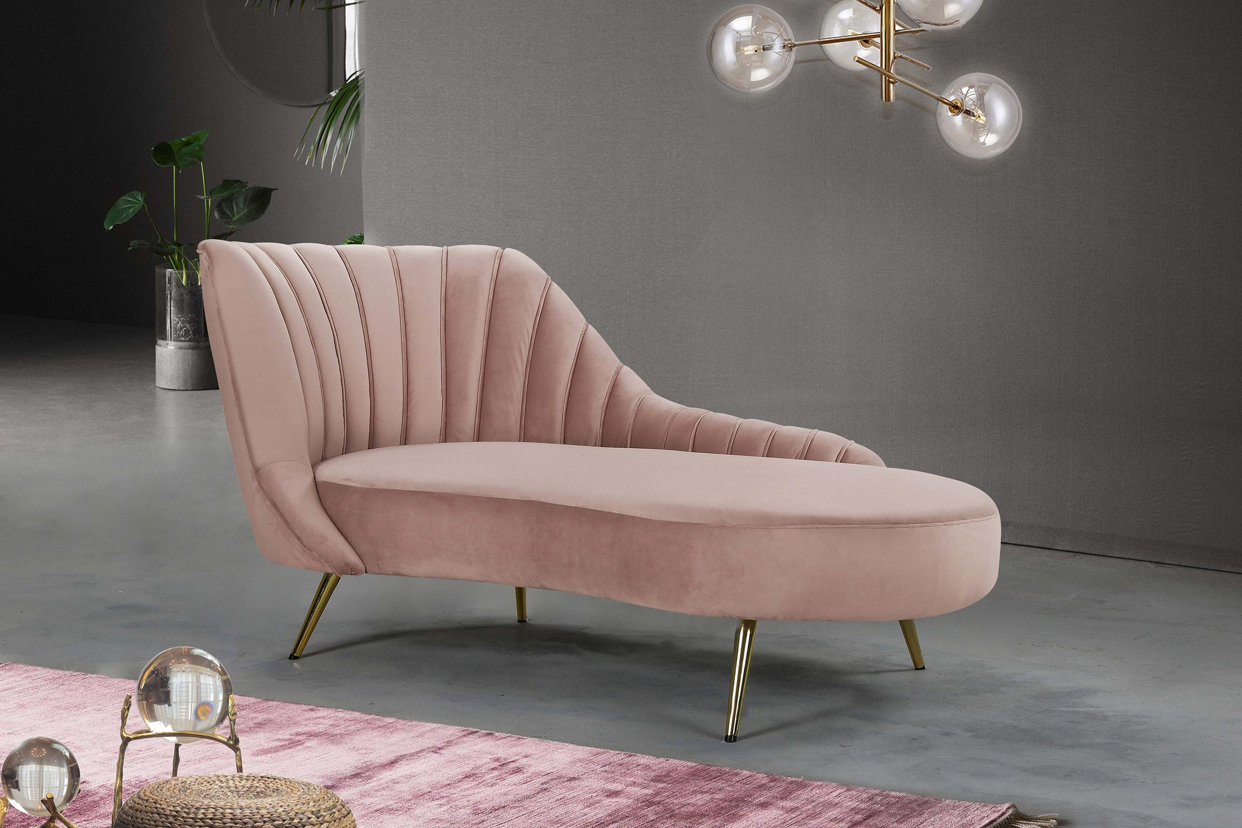 Contemporary, Modern Chaise Margo 622Pink-Chaise 622Pink-Chaise in Pink Velvet