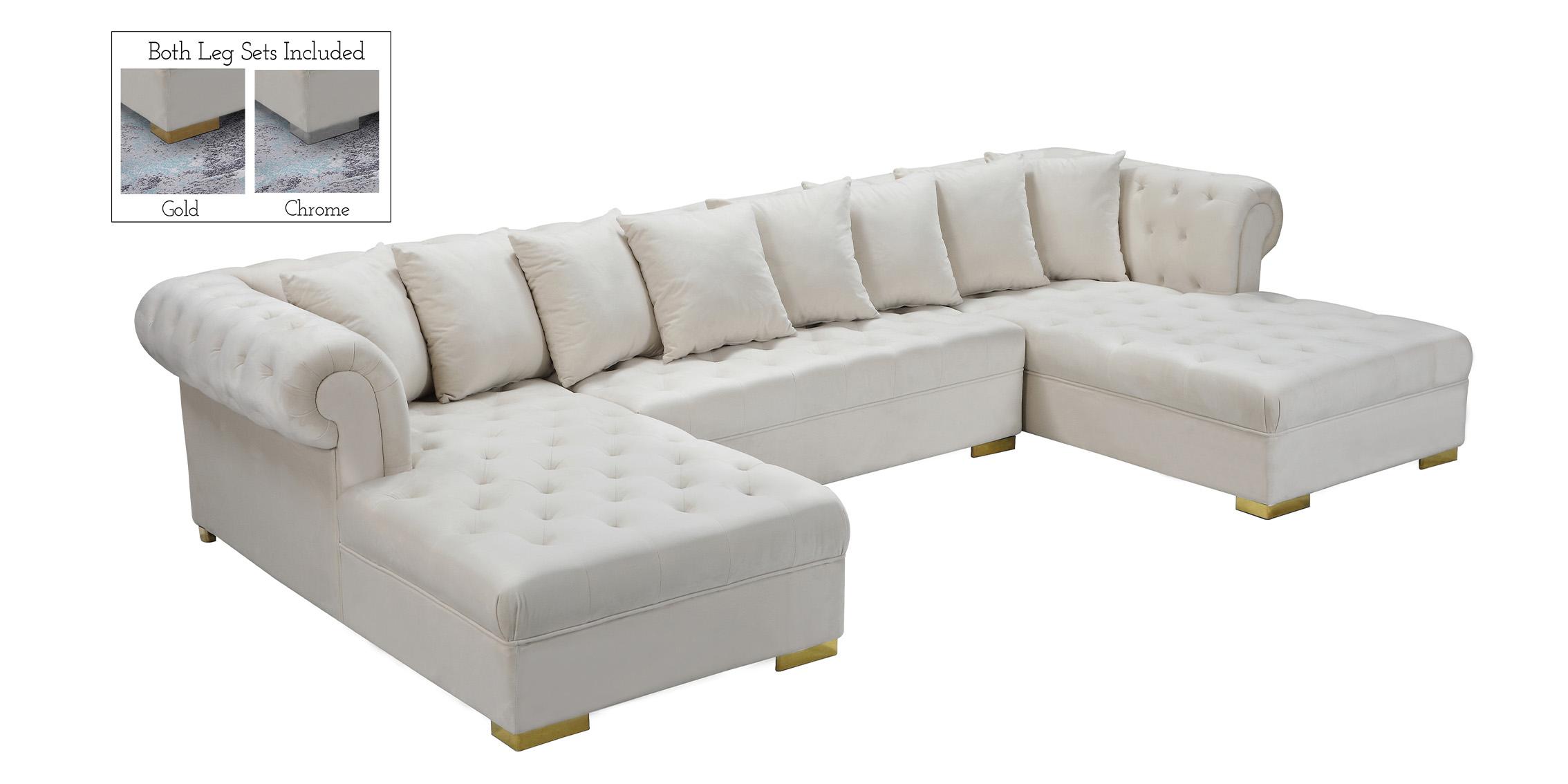 Contemporary, Modern Sectional Sofa PRESLEY 698Cream-Sectional 698Cream-Sectional in Cream Velvet