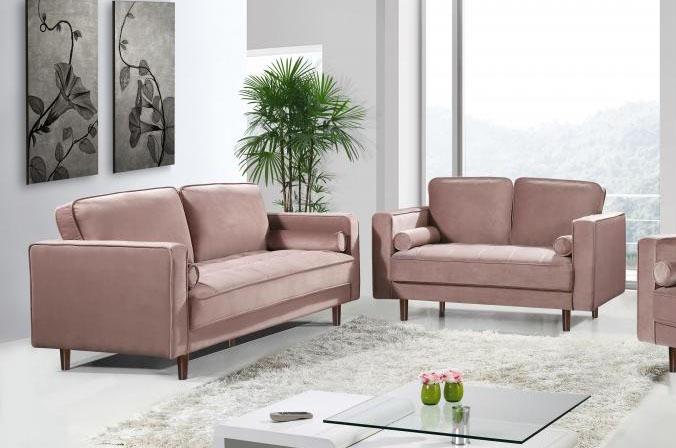 Traditional Sofa Set Emily 625Pink-S-Set-2 625Pink-S-Set-2 in Pink Velvet