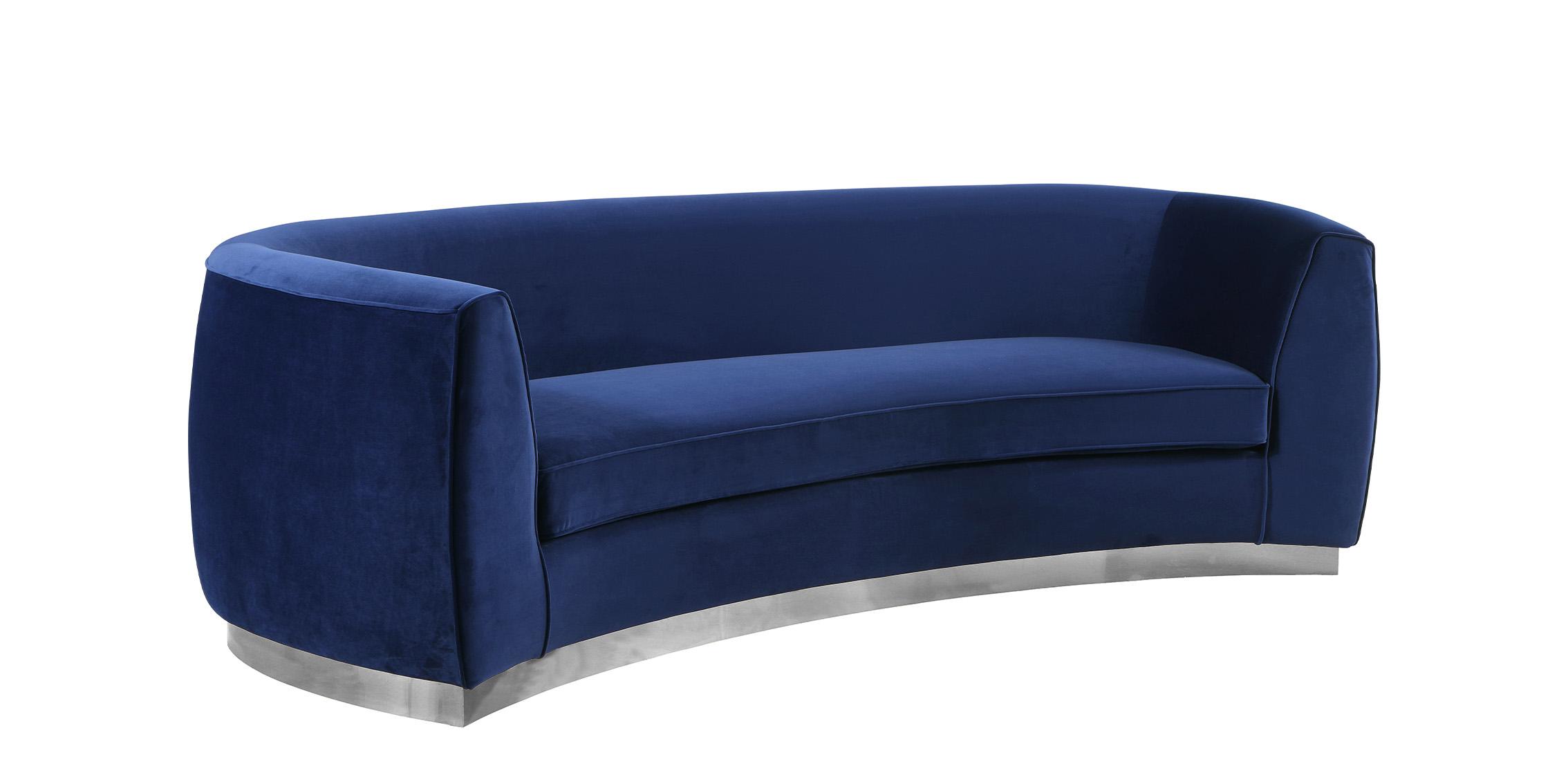 

    
Glam Navy Velvet Curved Back Sofa Julian 621Navy-S Meridian Modern Contemporary
