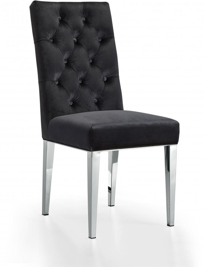 

    
Black Velvet & Chrome Dining Chair Set 2Pcs Juno 732Black-C Meridian Modern
