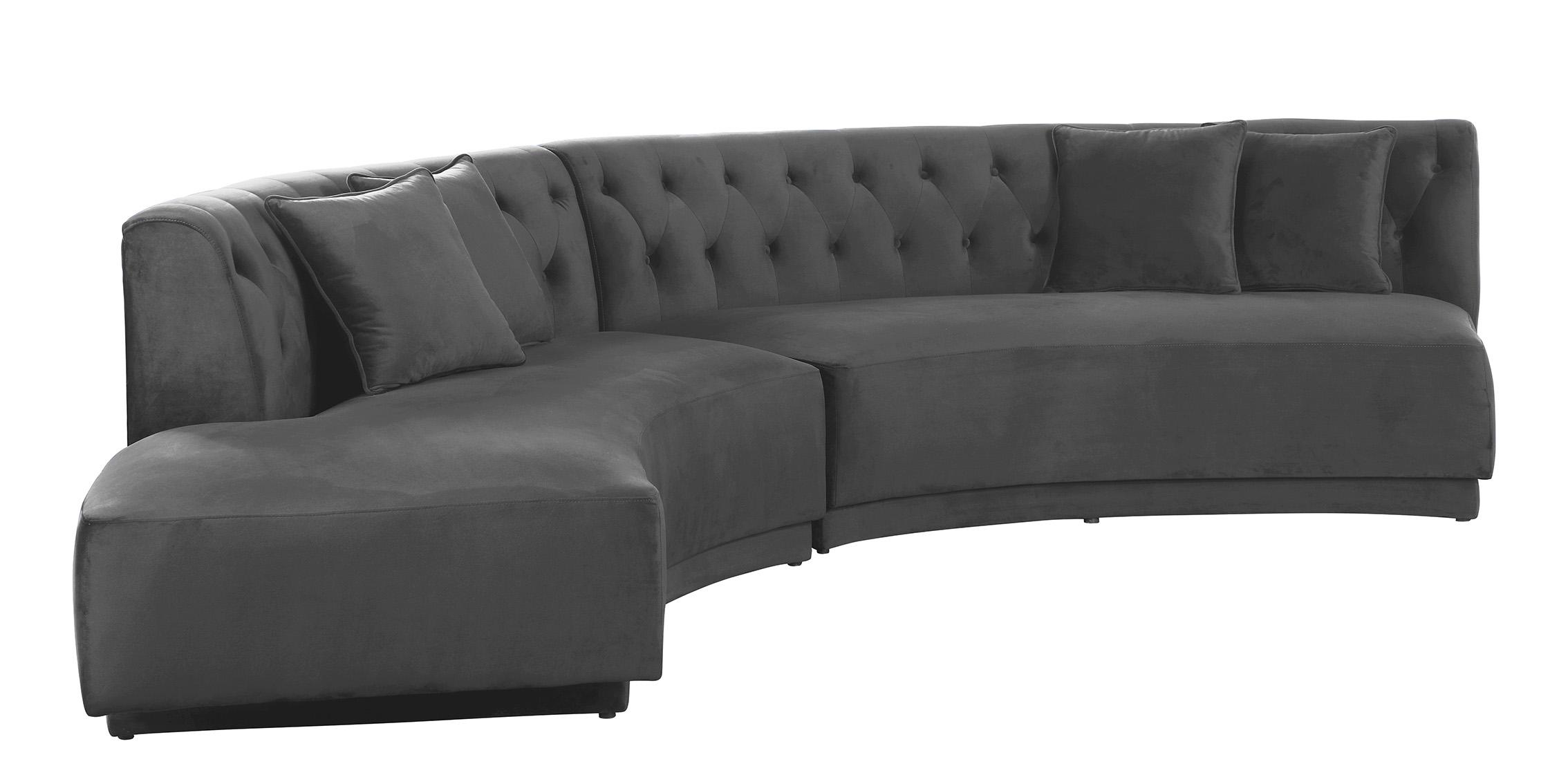 

    
Grey Velvet Tufted Sectional Sofa KENZI 641Grey Meridian Contemporary Modern
