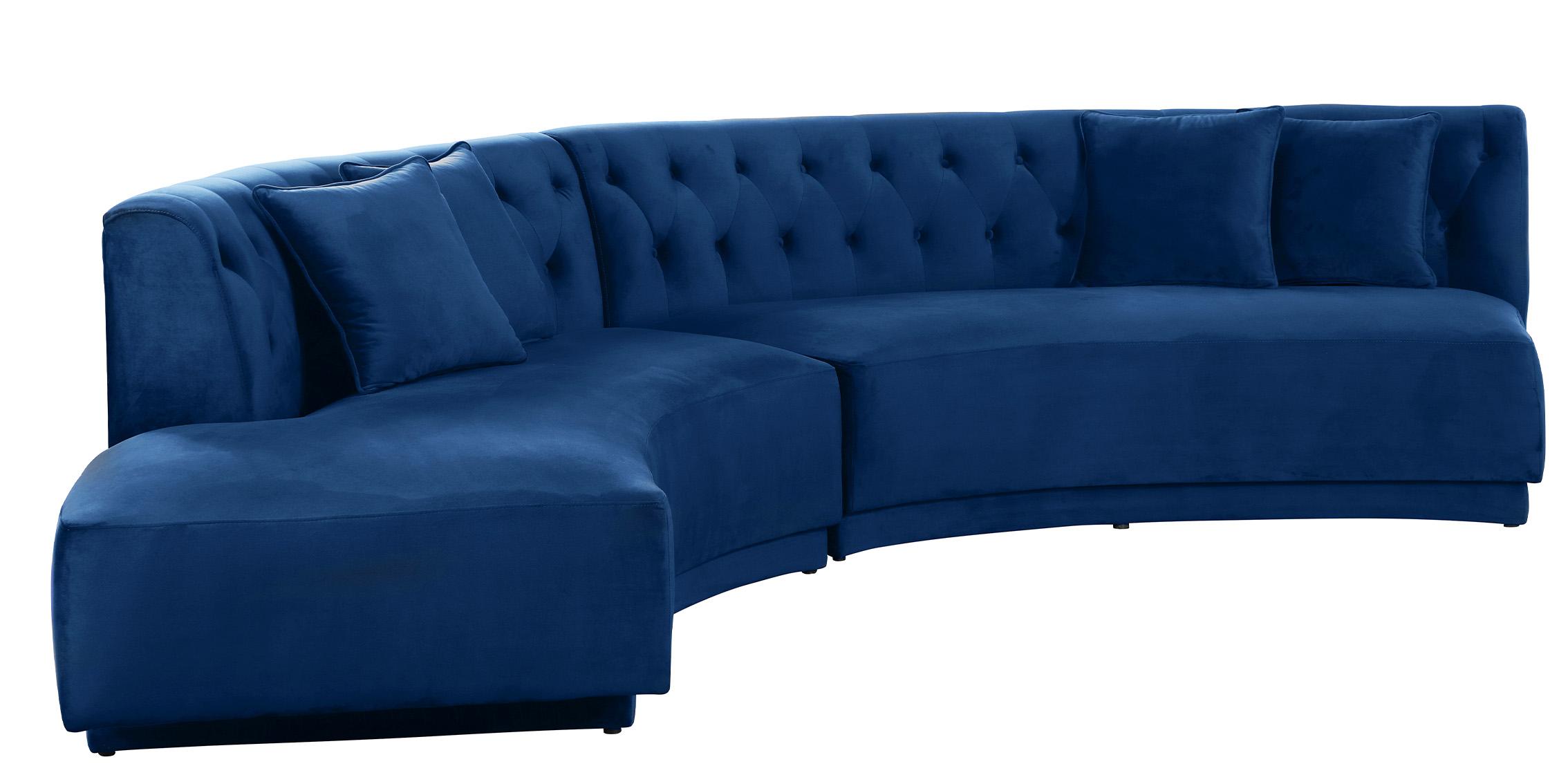 Contemporary, Modern Sectional Sofa KENZI 641Navy 641Navy-Sectional in Blue Velvet