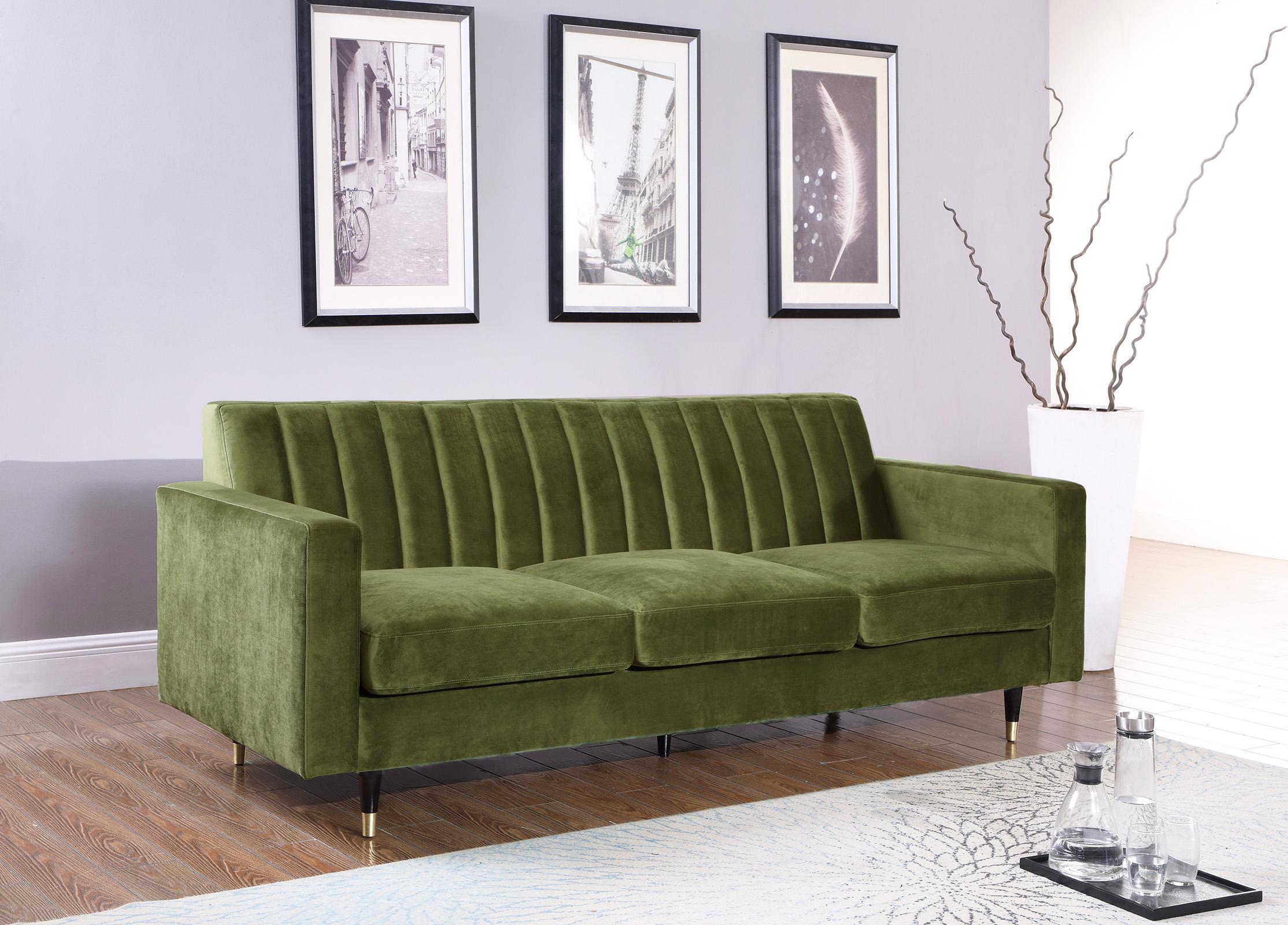 

    
Olive Velvet Channel Tufting Sofa LOLA 619Olive-S Meridian Classic Modern
