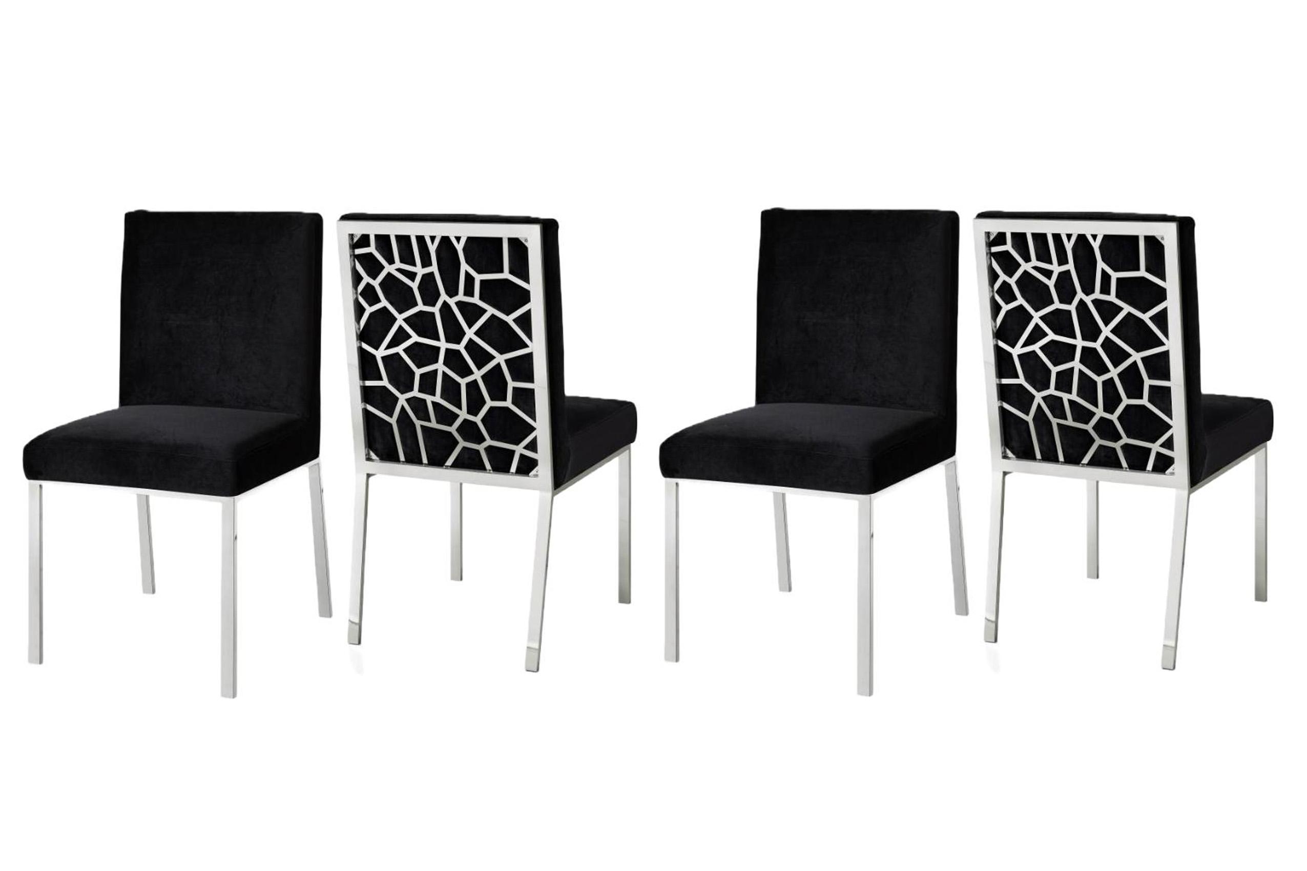 

    
Black Velvet & Chrome Steel Dining Chair Set 4P Opal 736Black-C Meridian Modern
