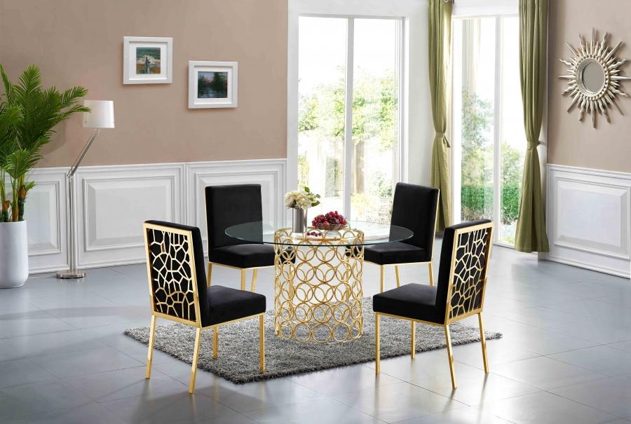 

    
Black Velvet & Gold Steel Dining Chair Set 2Pcs Opal 737Black-C Meridian Modern
