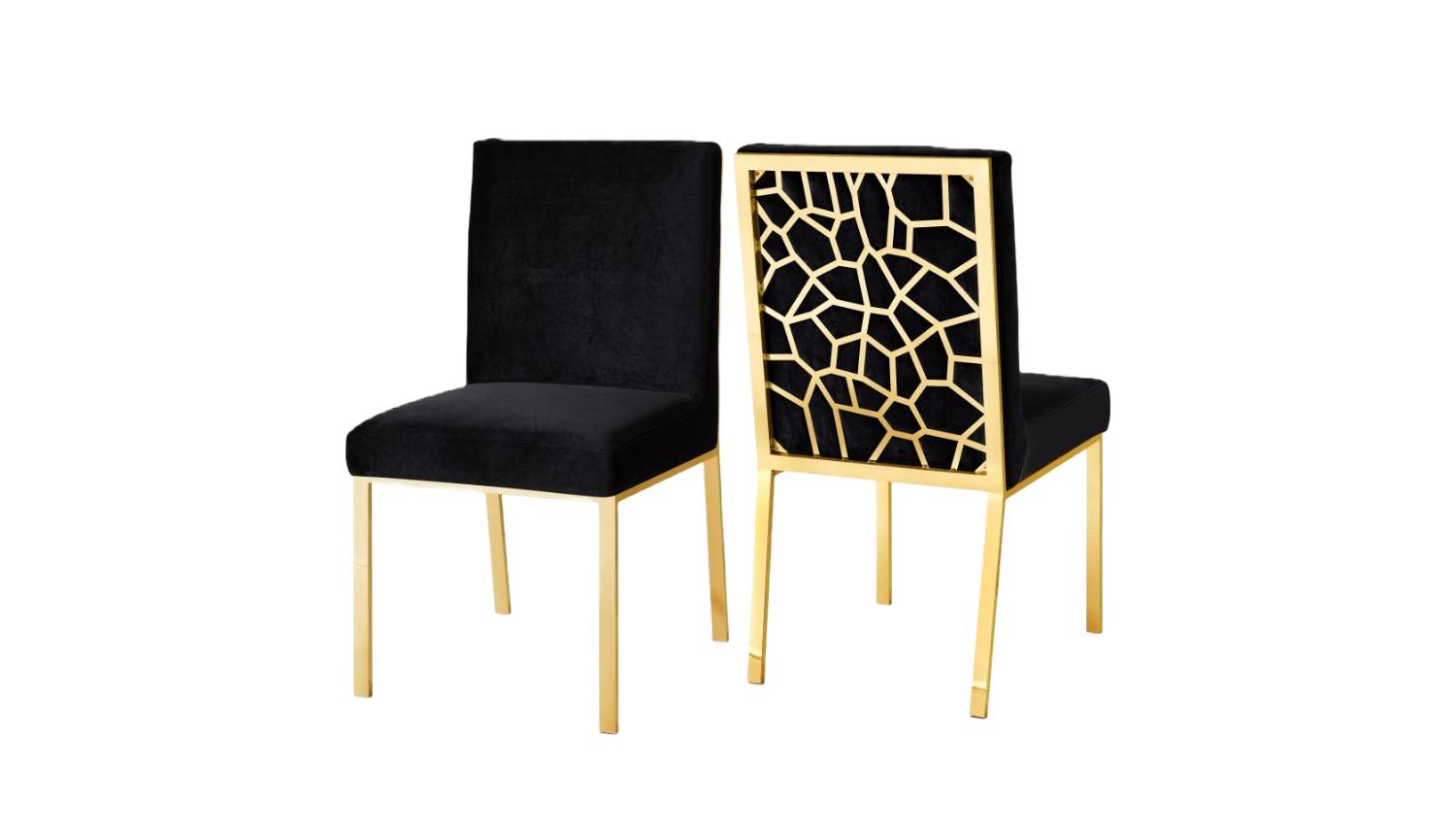 

    
Black Velvet & Gold Steel Dining Chair Set 2Pcs Opal 737Black-C Meridian Modern
