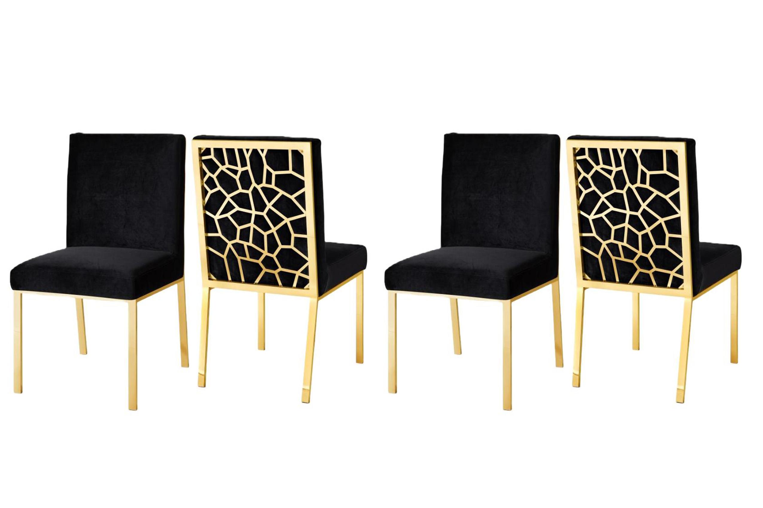 

    
Black Velvet & Gold Steel Dining Chair Set 4Pcs Opal 737Black-C Meridian Modern
