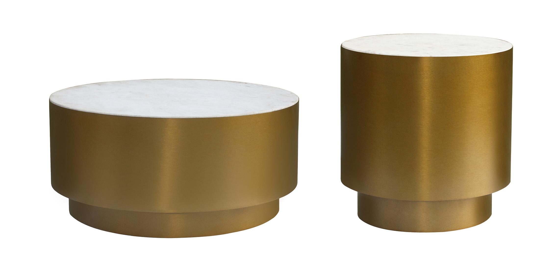 Contemporary, Modern Coffee Table Set PRESLEY 209-C-Set-2 209-C-Set-2 in Gold Finish, Marble 