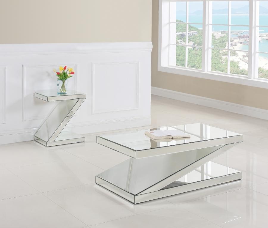 Contemporary, Modern Coffee Table Set Zee 226-C-Set-2 226-C-Set-2 in Chrome, Clear Mirror