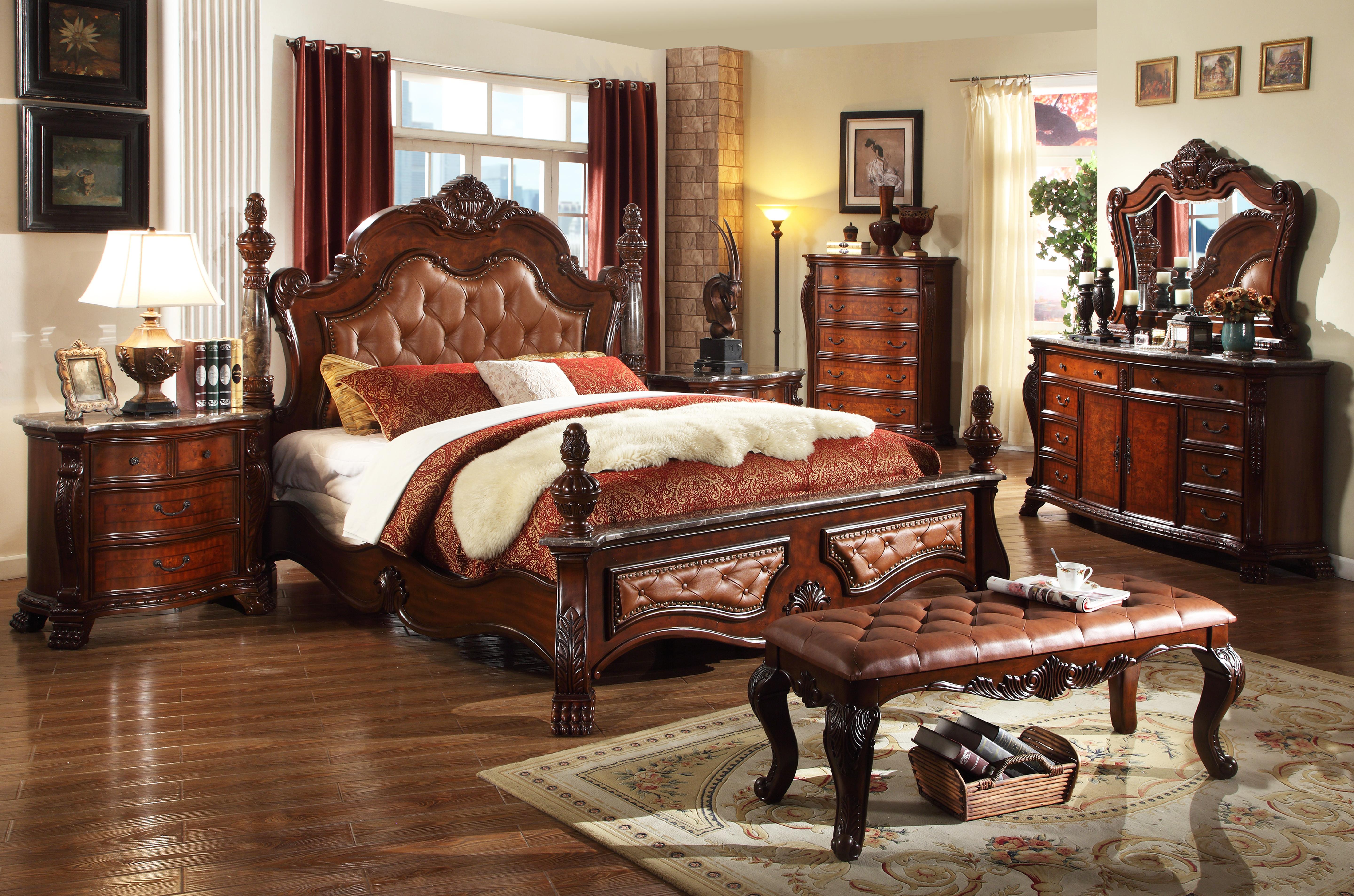 

    
Meridian Luxor King Size Bedroom Set 5pcs in Rich Cherry Hand Carved Traditional
