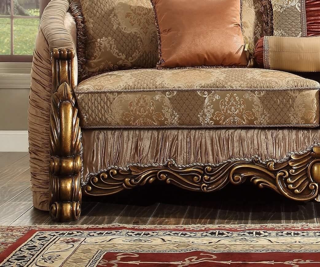 

                    
Homey Design Furniture HD-1601 Sofa Set Metallic/Antique/Gold Fabric Purchase 

