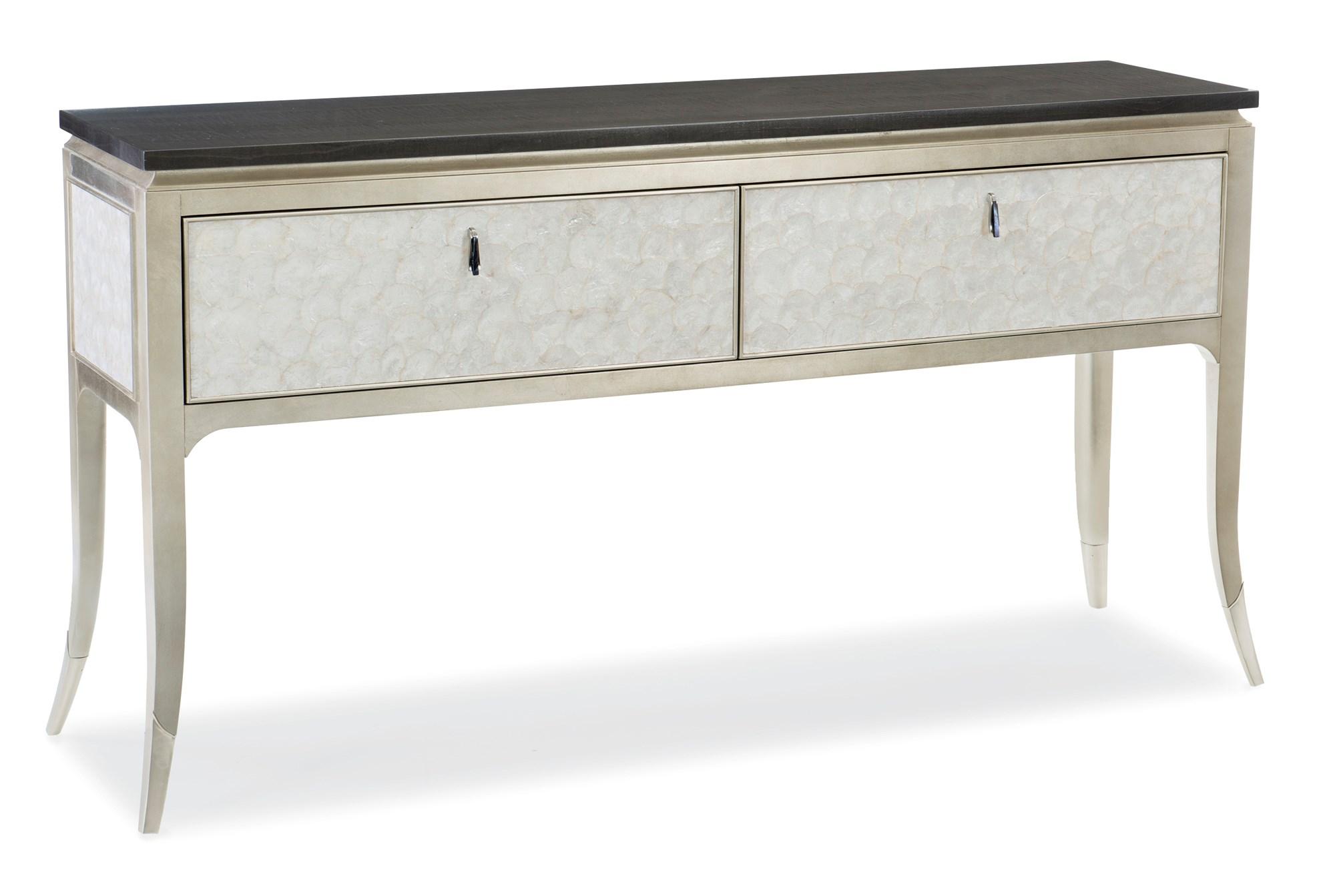 

    
Midnight Maple & Soft Silver Paint Console Table SHELL IT LIKE IT IS by Caracole
