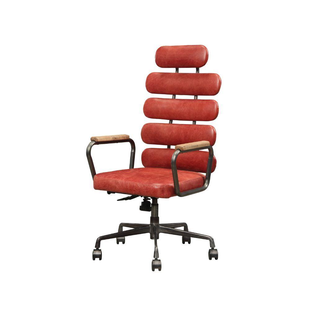 Modern Executive Office Chair Calan 92109 in Red Top grain leather