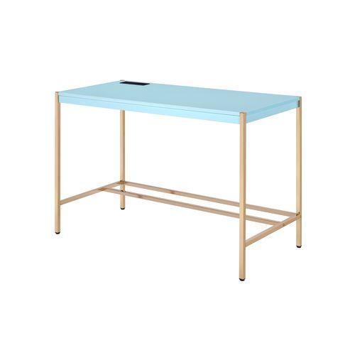 

    
Modern Baby Blue & Gold Finish Writing Desk by Acme OF00023 Midriaks
