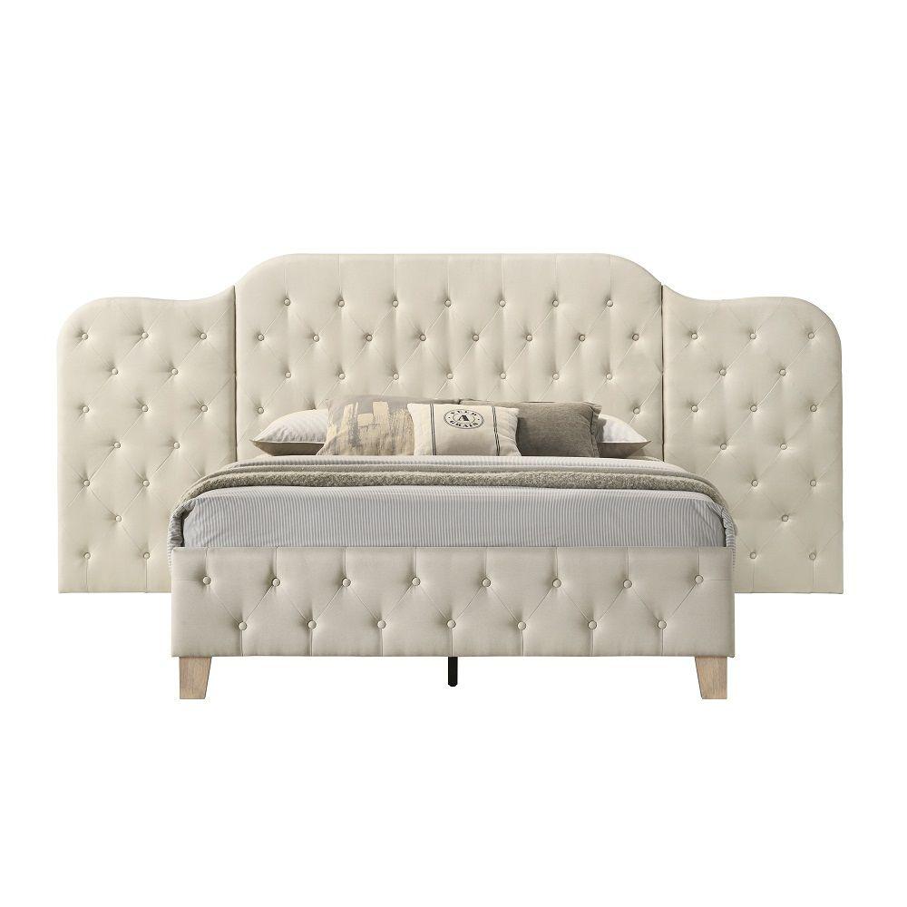 Modern, Traditional, Rustic Queen Bed Ranallo Queen Wall Bed BD01778Q-Q BD01778Q-Q in Natural, Beige Leatherette