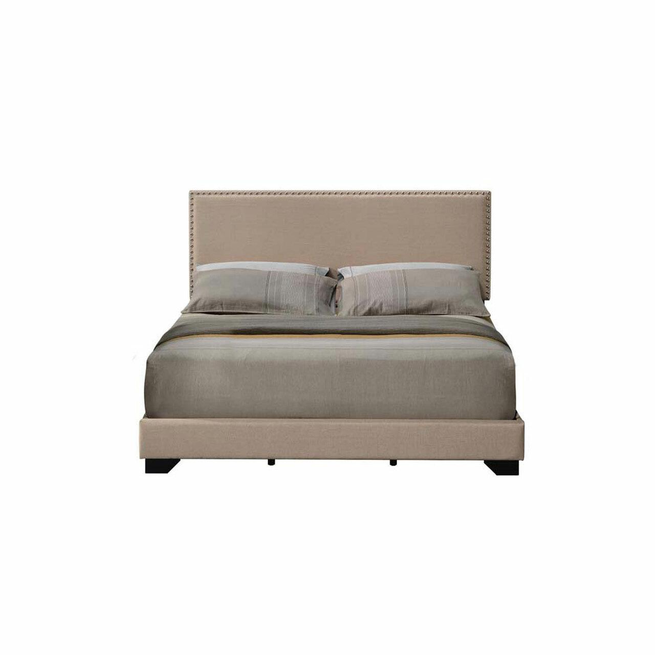 Modern Queen Bed Leandros 27420Q in Beige Fabric