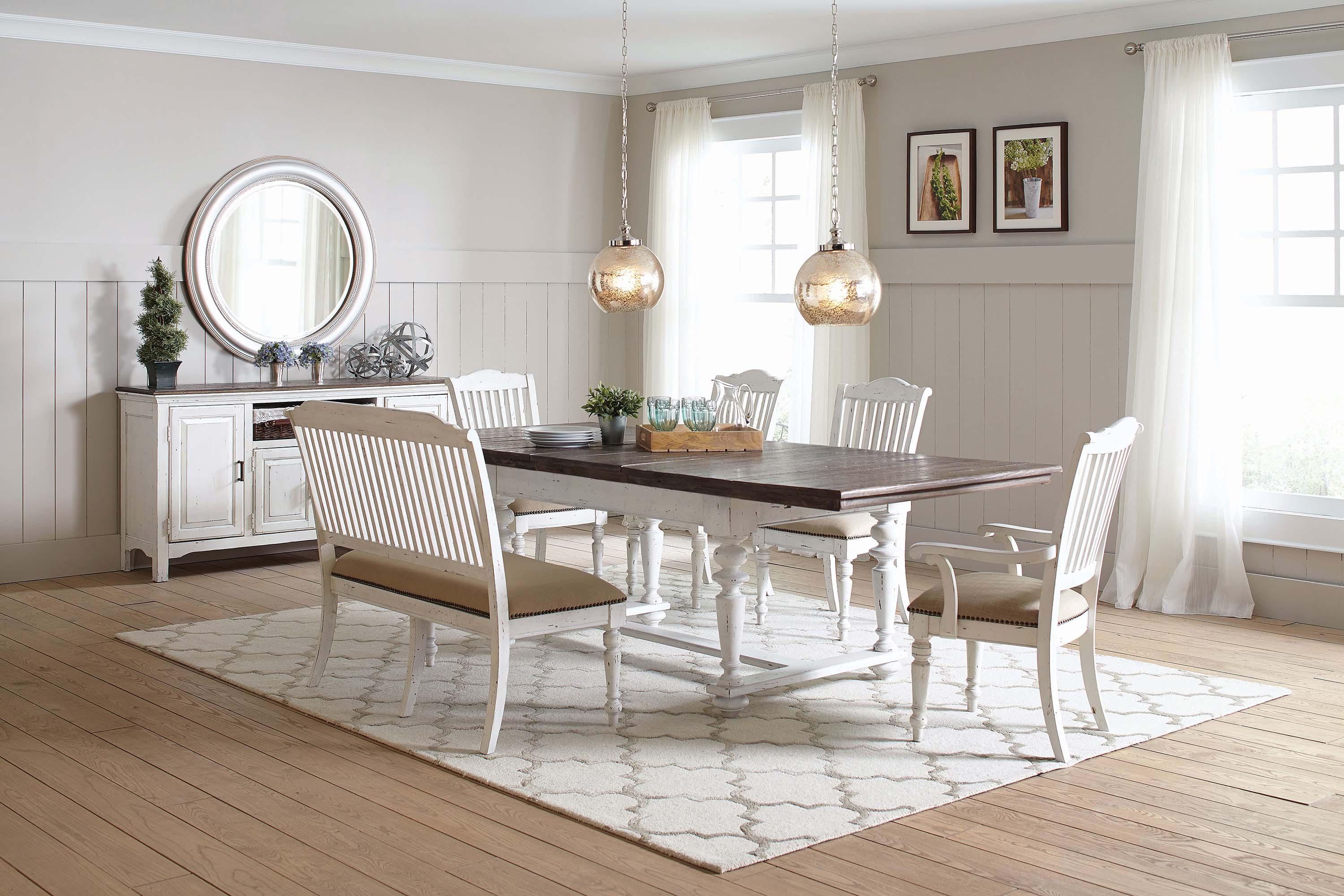 

    
 Order  Modern Beige,White Wood Dining table Simpson by Coaster
