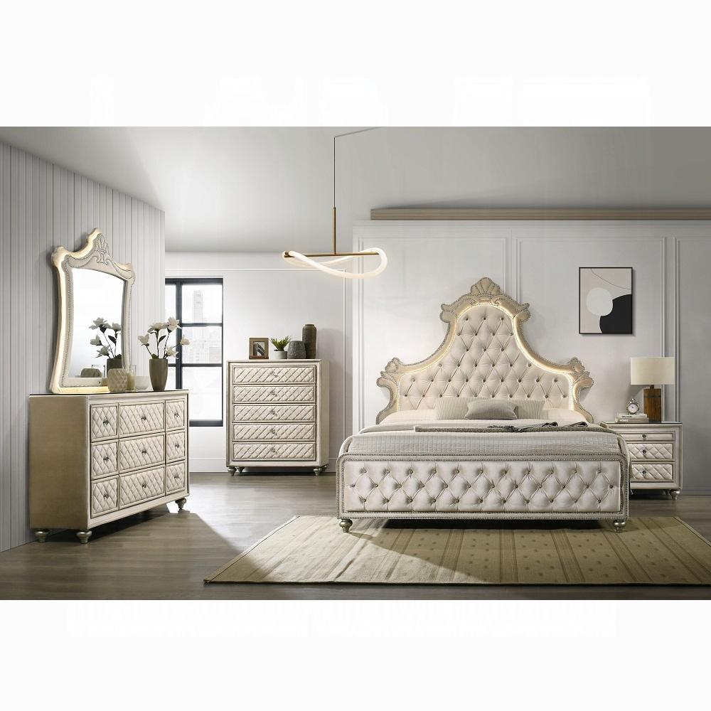 

        
Acme Furniture Lucienne Queen Panel Bed BD02335Q-Q Panel Bed Beige Velvet 32151989897879

